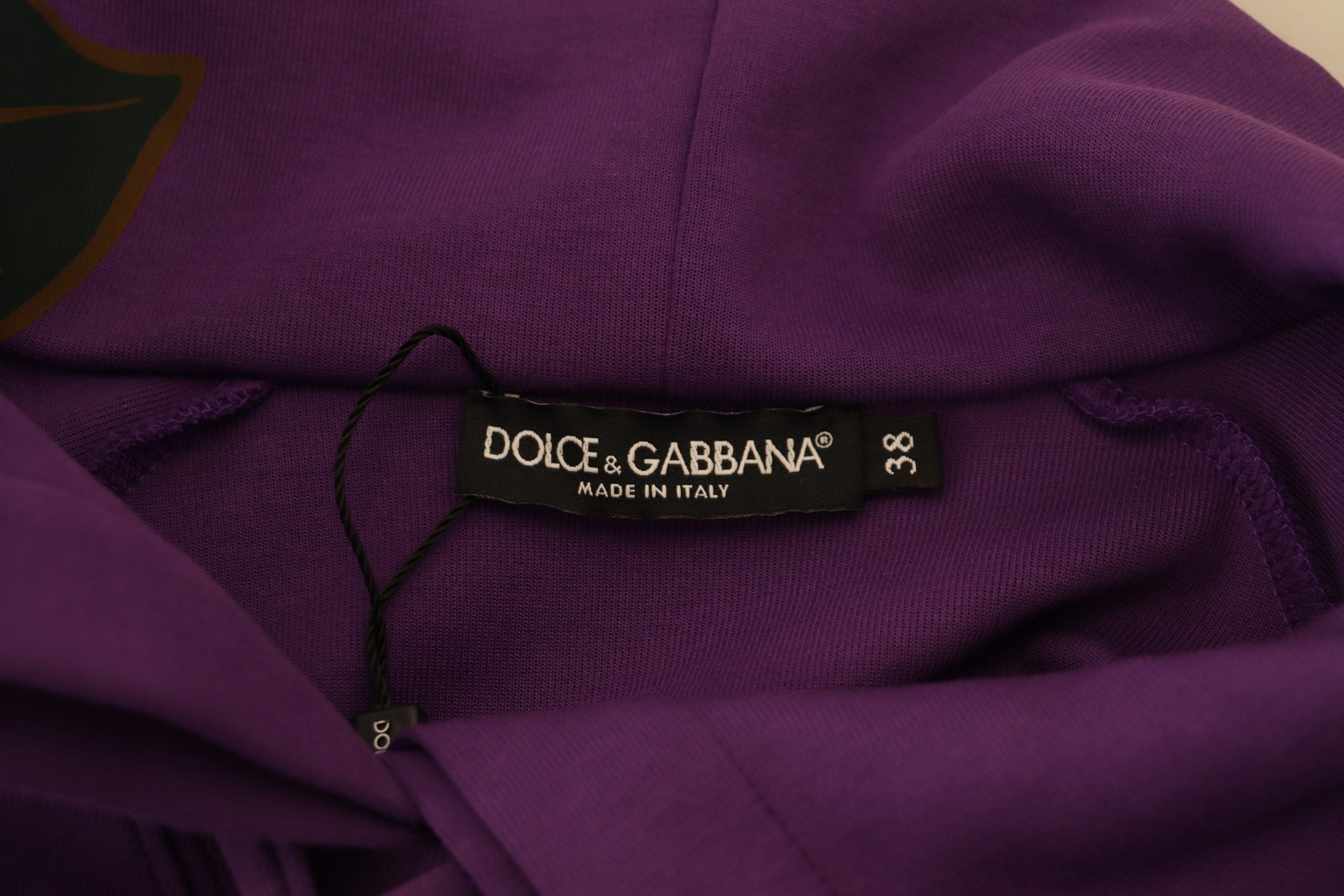 Dolce & Gabbana Purple Floral Print Pullover Cotton Sweater
