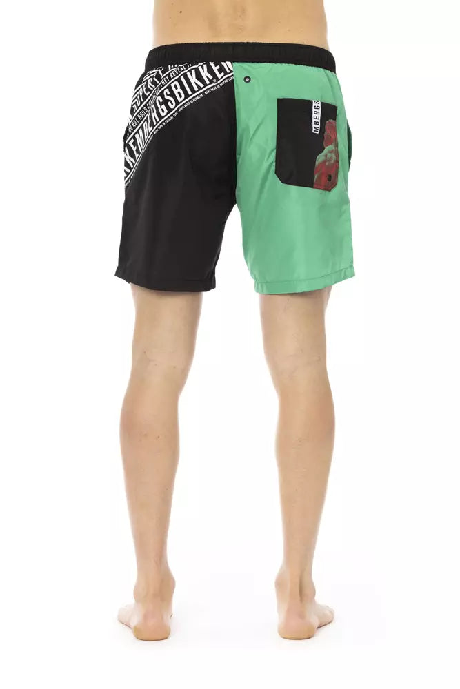 Bikkembergs Green Polyester Men Swim Shorts