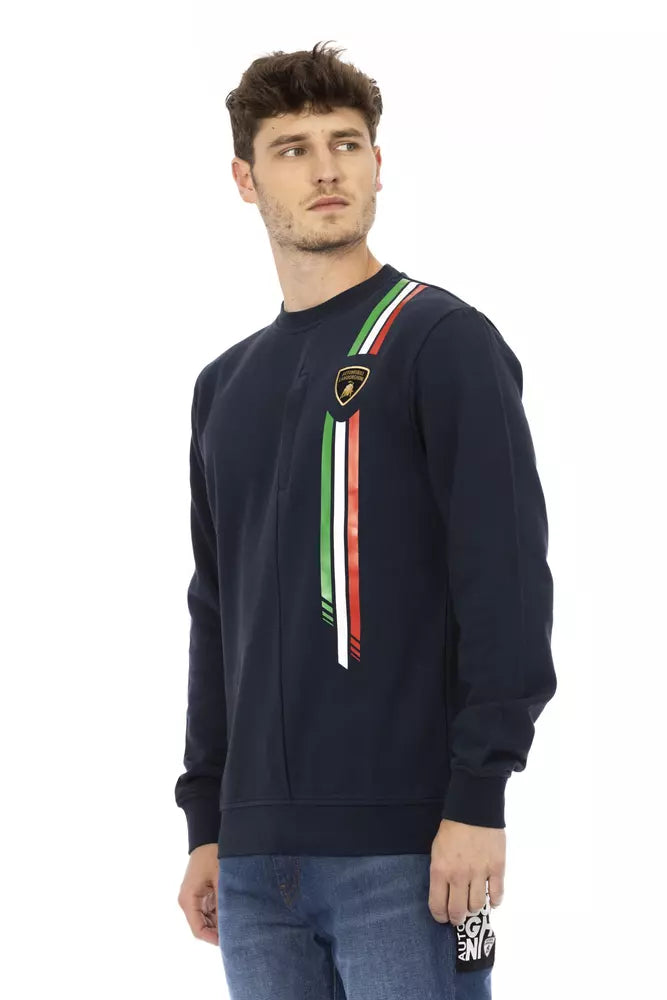 Automobili Lamborghini Blue Cotton Men Sweater – Artisanal Luxury