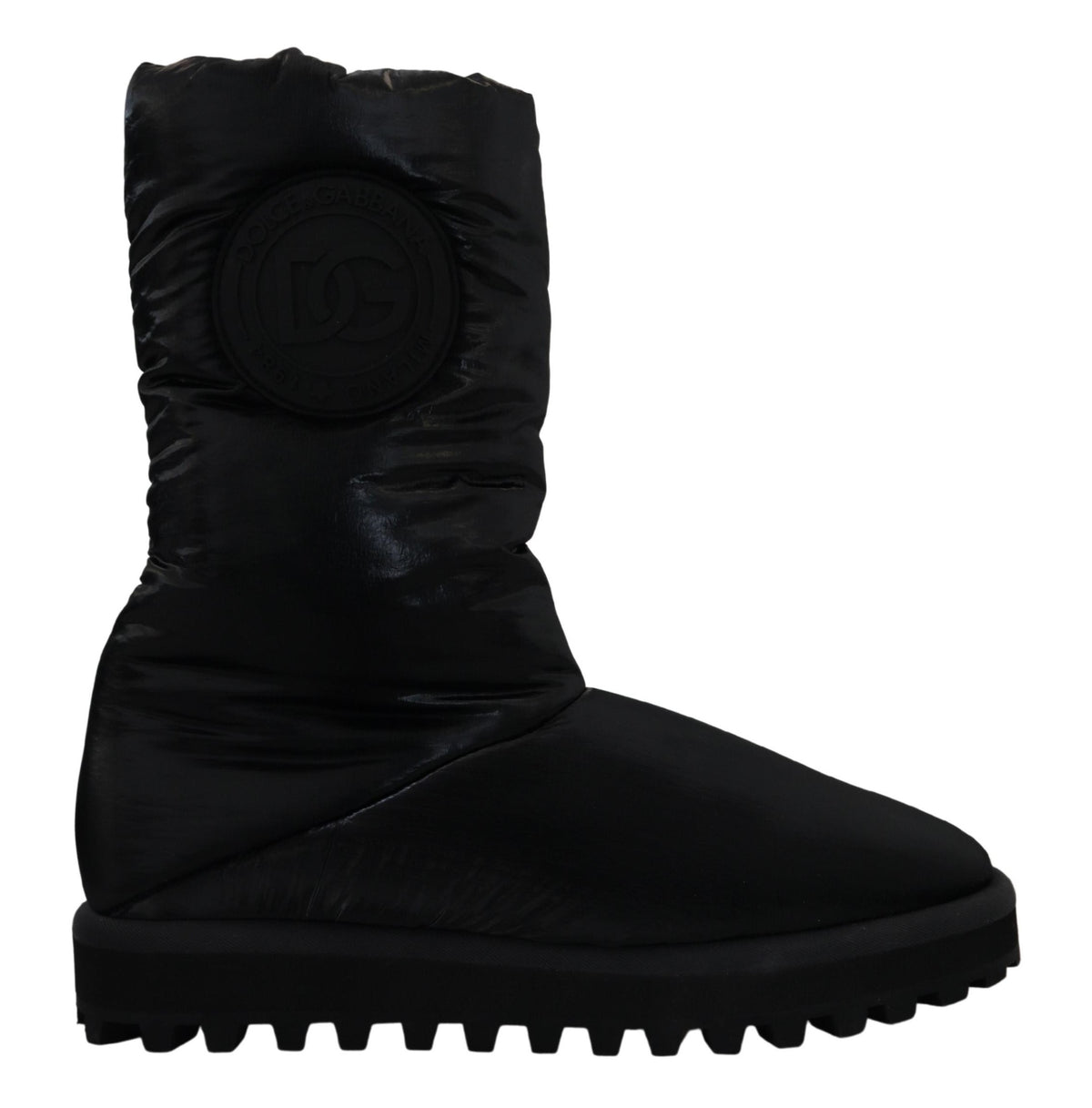 Elevate your winter wardrobe with Dolce & Gabbana Black Boots, crafted in Italy from luxurious polyester. Experience unparalleled sophistication and timeless style.