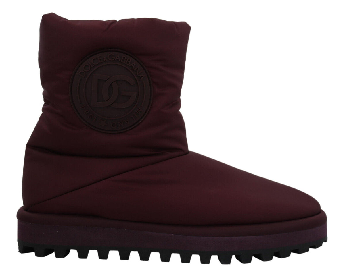 Elevate your style with Dolce & Gabbana Bordeaux Nylon Boots, where exquisite craftsmanship meets luxurious design, perfect for the discerning individual.