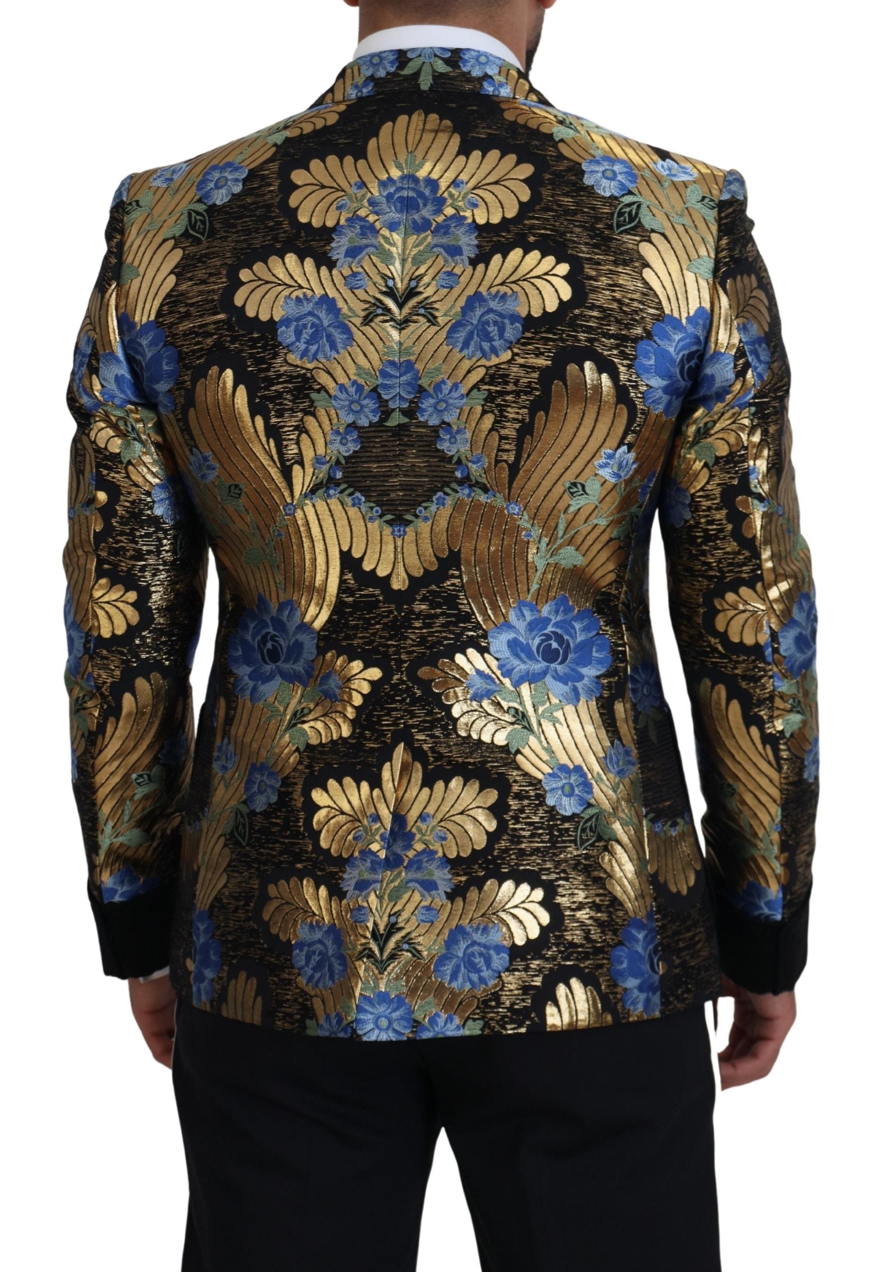 Indulge in the exquisite Dolce & Gabbana Gold Lurex Double Breasted Jacket Blazer, a masterpiece of Italian craftsmanship that redefines luxury and sophistication.