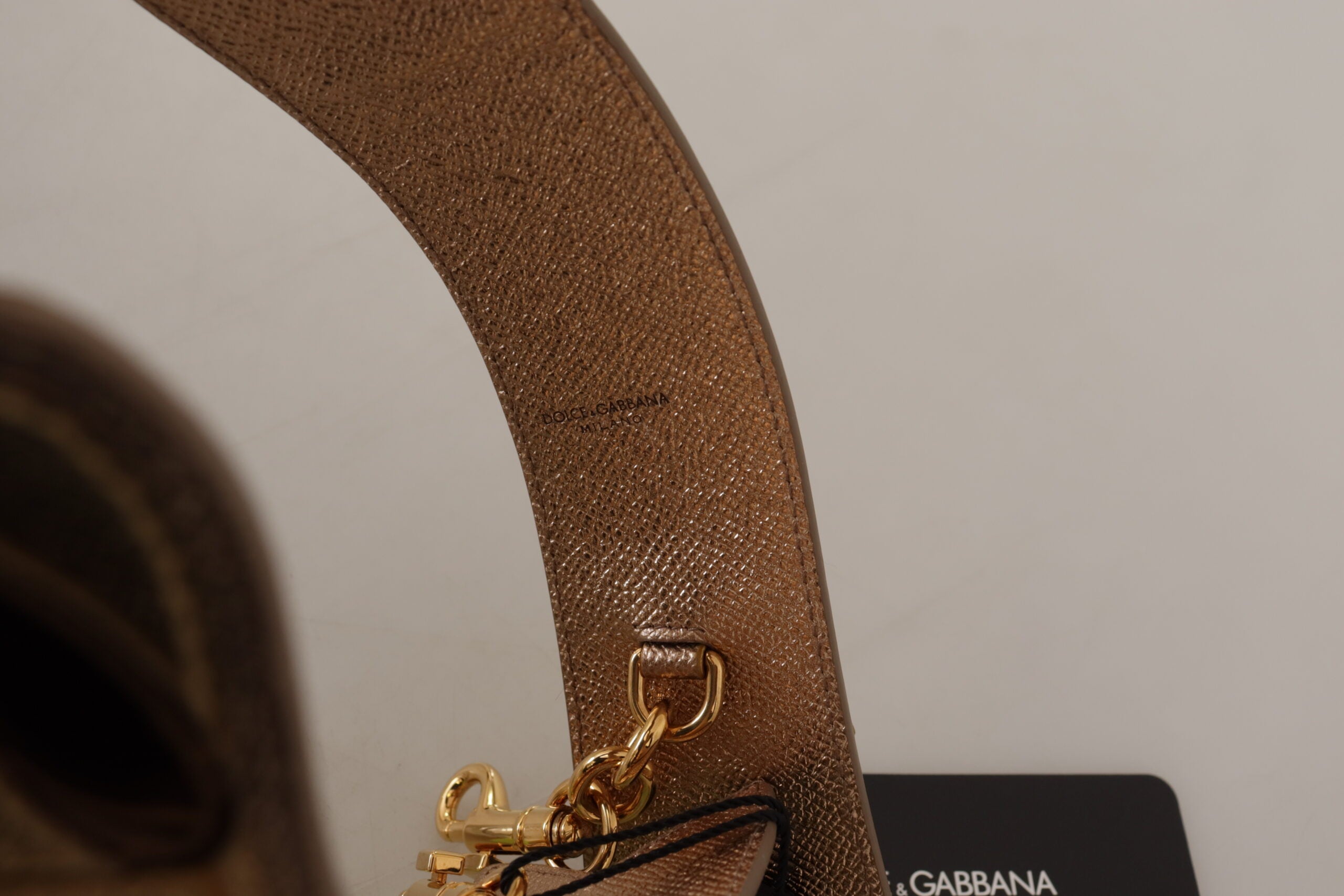 Dolce & Gabbana Gold Leather LOVE Patch Bag Shoulder Strap