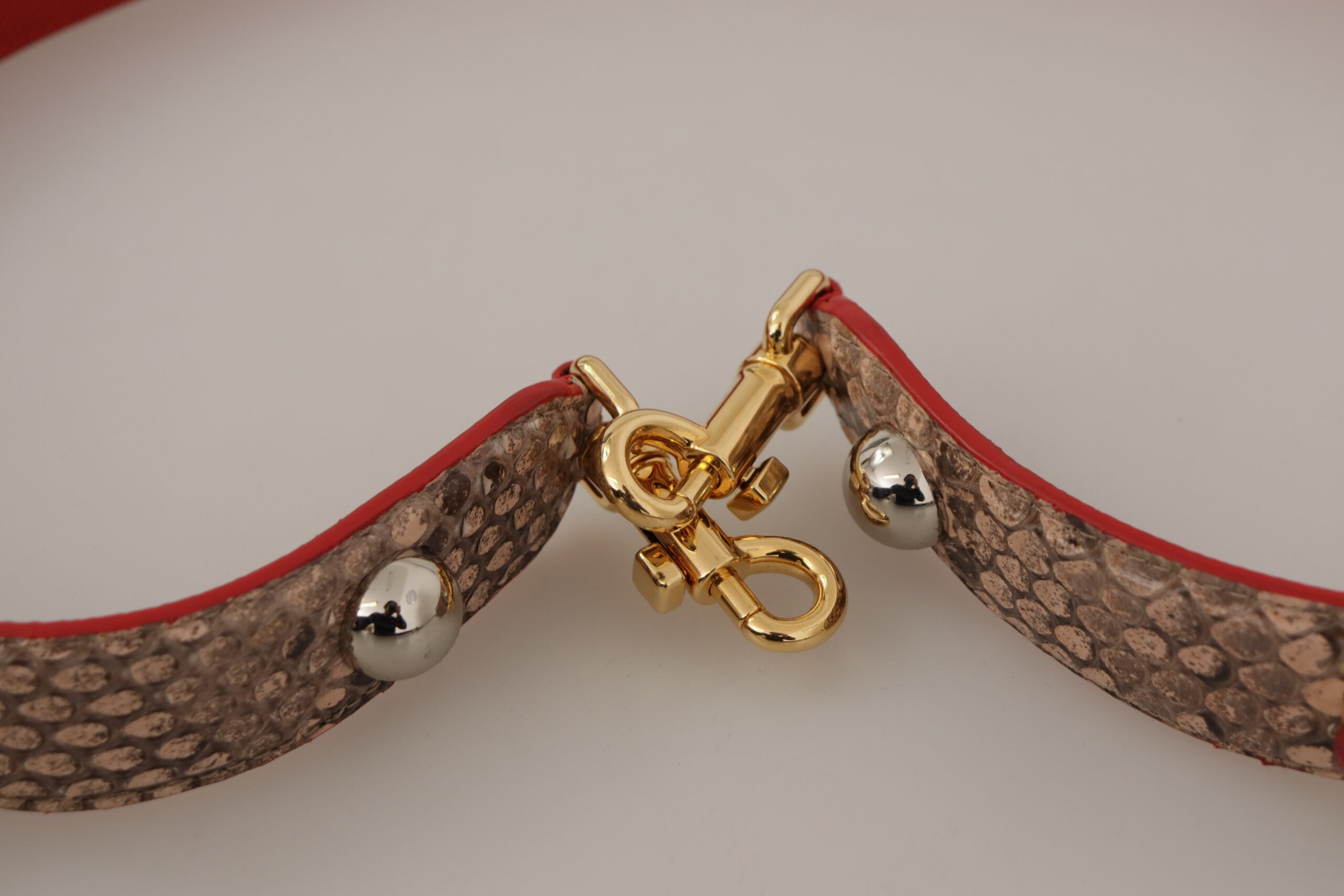 Dolce & Gabbana Brown Python Leather Crystals Shoulder Strap