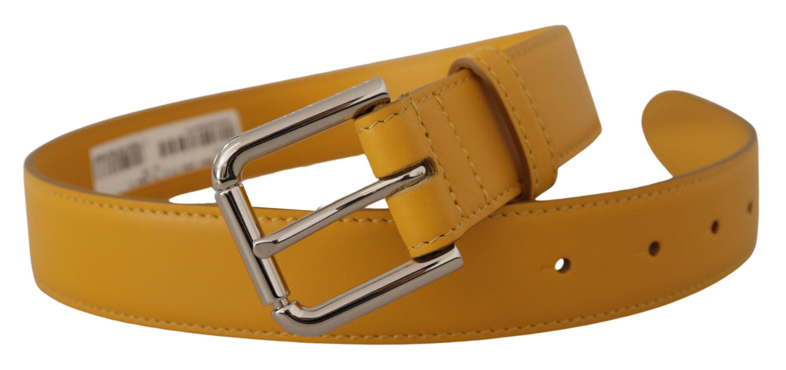 Dolce & Gabbana Yellow Leather Belt - Artisanal Luxury Elegance