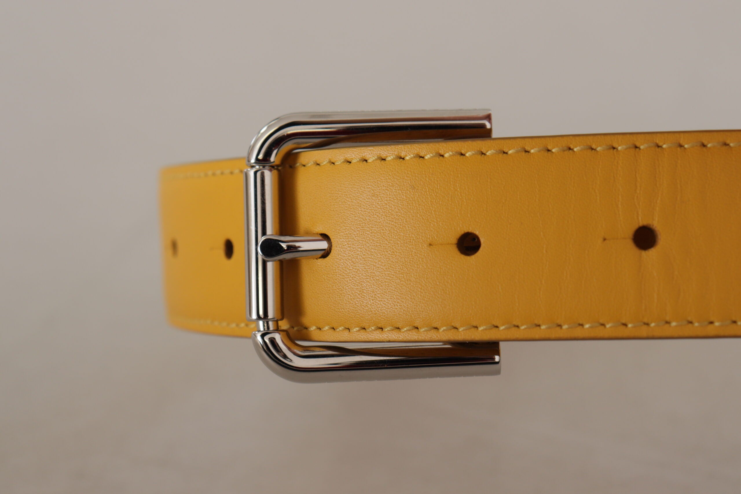 Dolce & Gabbana Yellow Leather Belt - Artisanal Luxury Elegance