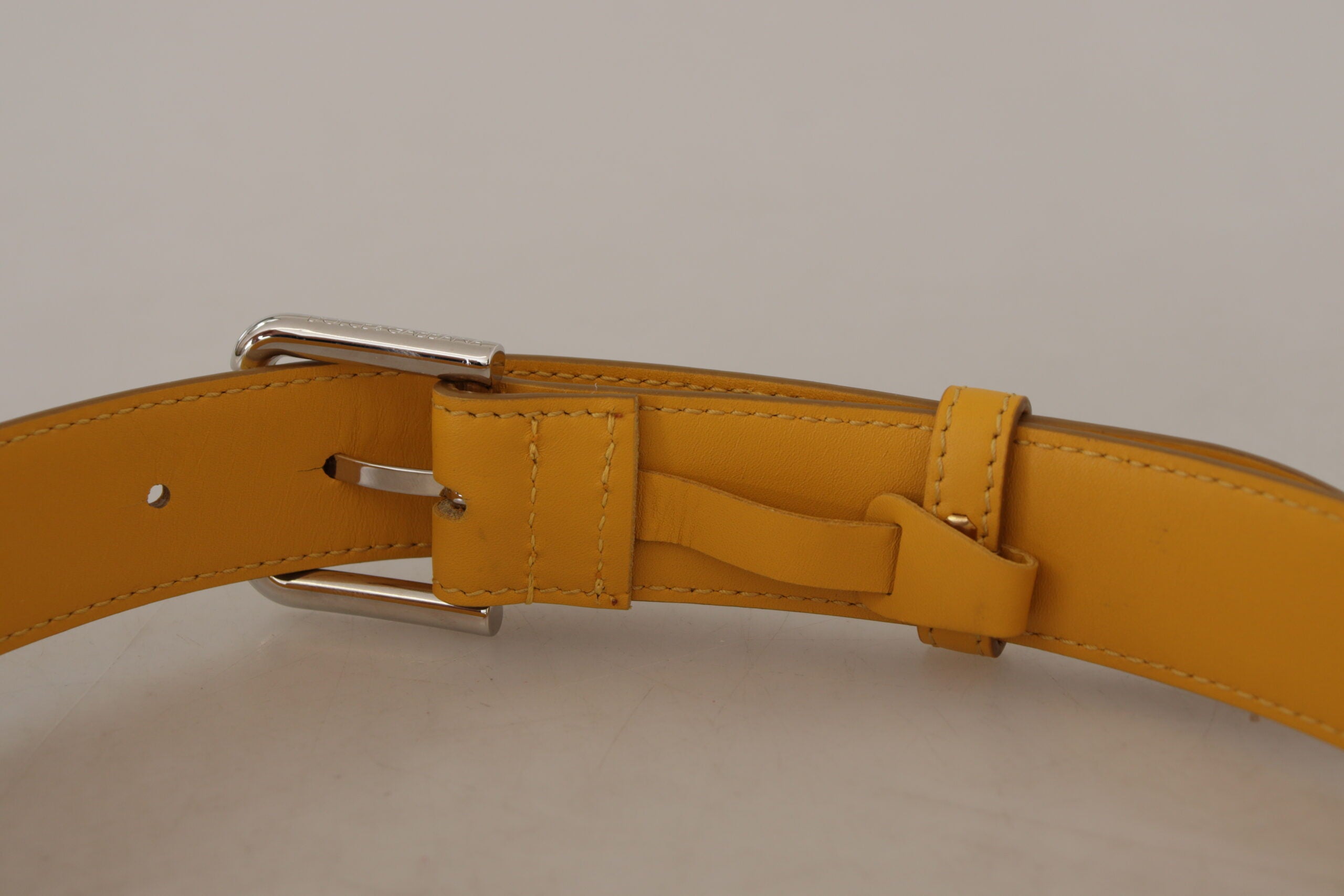 Dolce & Gabbana Yellow Leather Belt - Artisanal Luxury Elegance