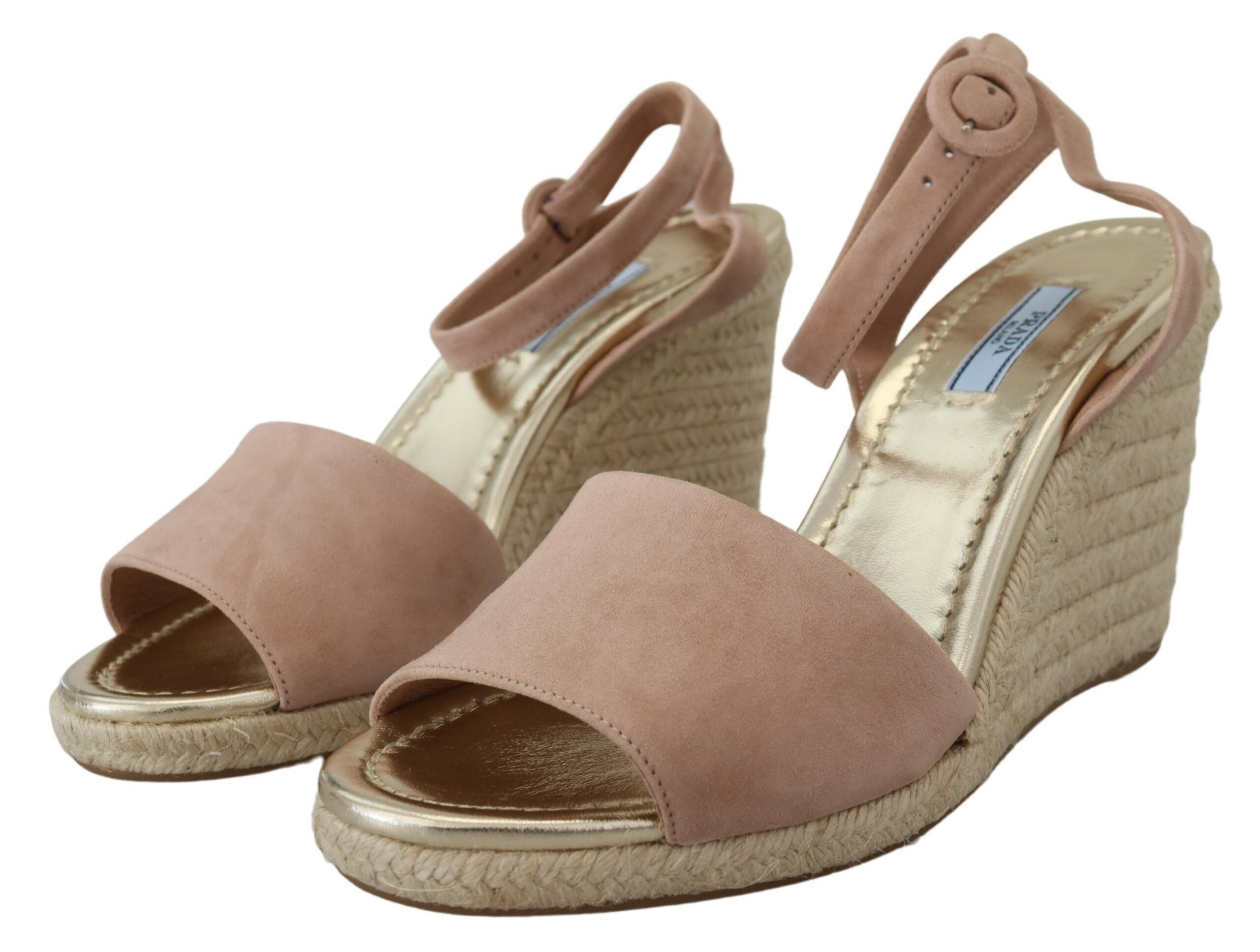 Indulge in the Prada Pink Suede Leather Ankle Strap Sandals, where exquisite craftsmanship meets timeless elegance, elevating your style for any luxurious occasion.