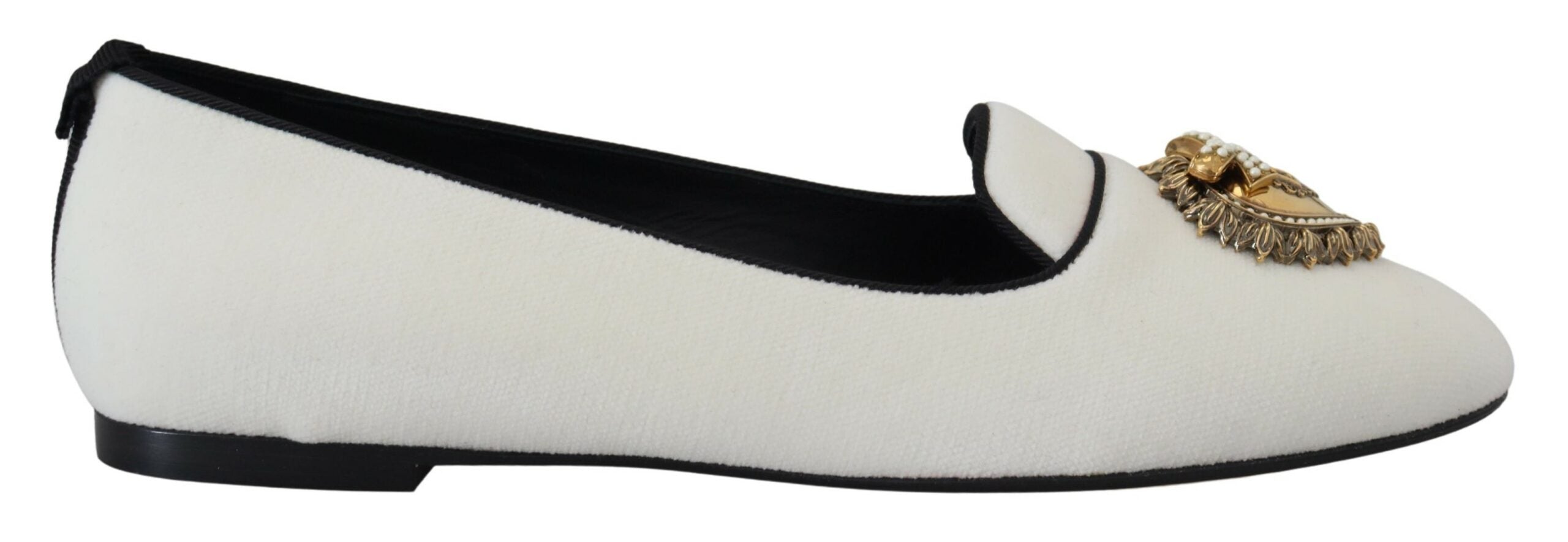 Dolce & Gabbana White Velvet Slip Ons - Luxurious Elegance