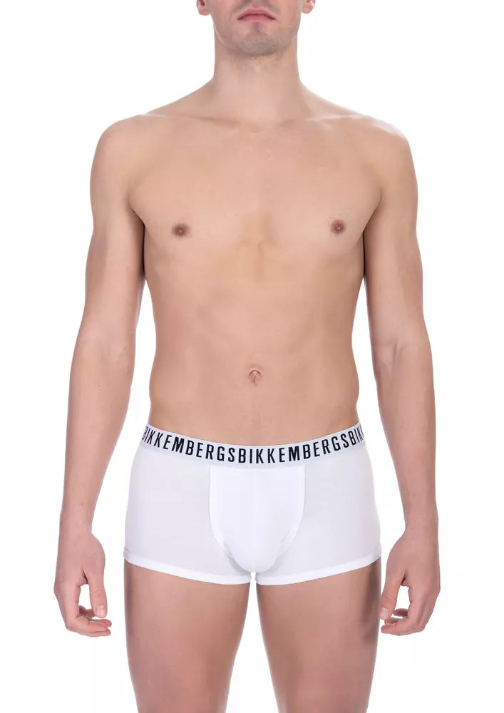 Bikkembergs White Cotton Men's Trunk | Designer Luxury Comfort