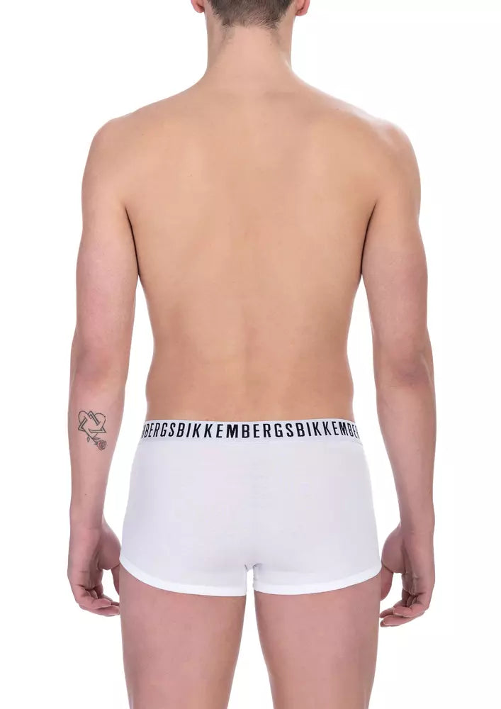Bikkembergs White Cotton Men's Trunk - Designer Luxury Underwear