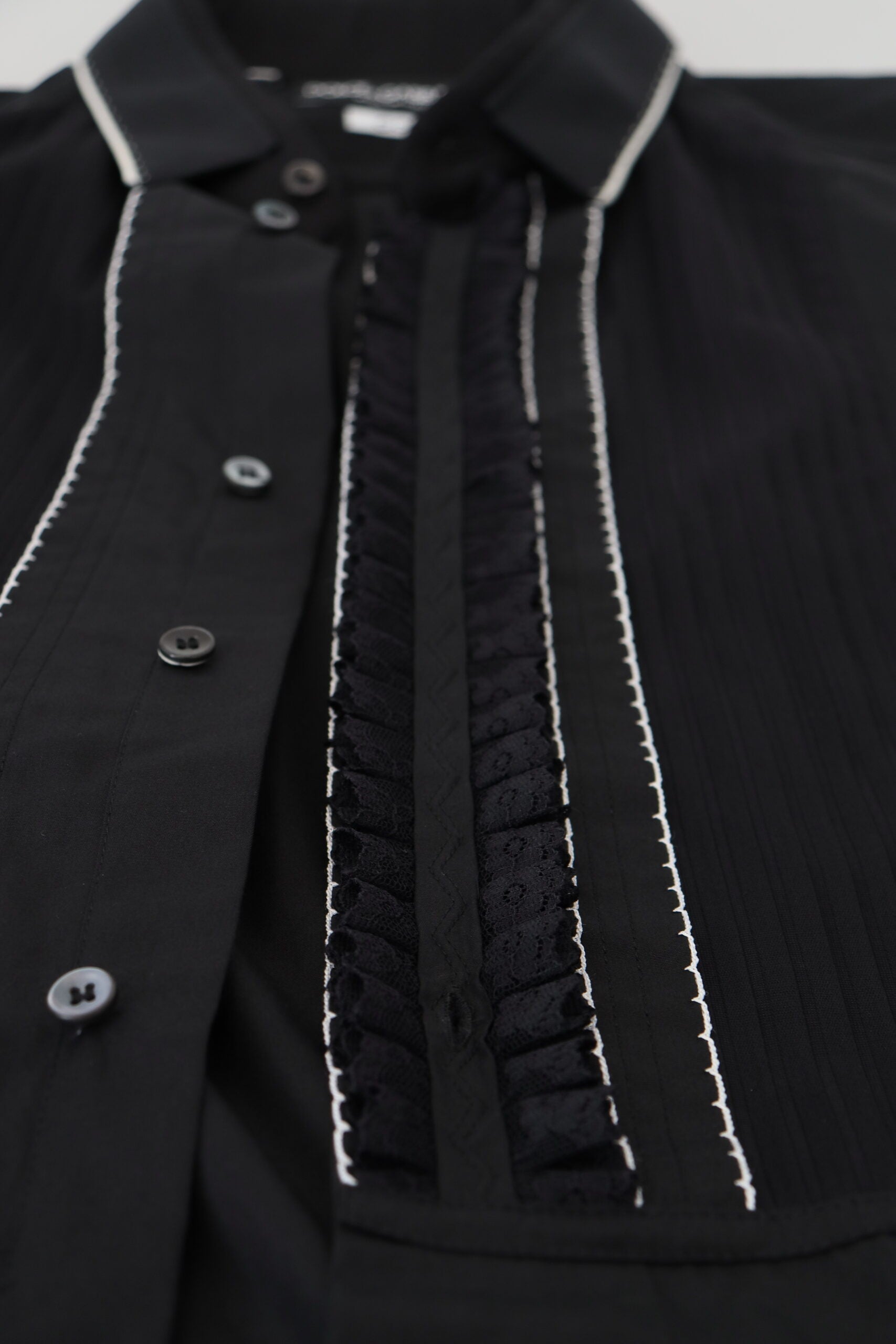 Dolce & Gabbana GOLD Black Tuxedo Slim Fit Cotton Shirt