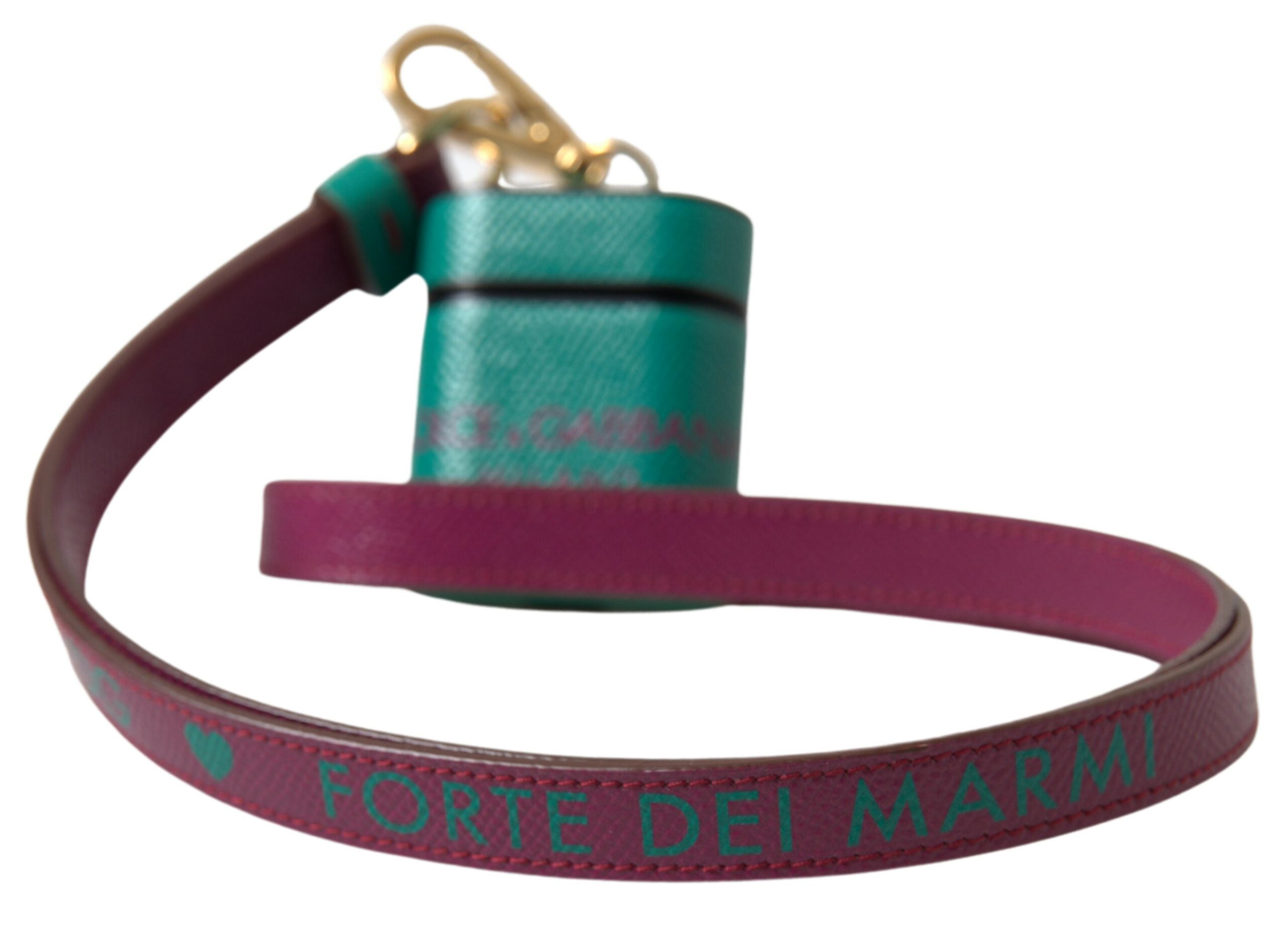 Elevate your accessory game with the Dolce & Gabbana Green Maroon Calf Leather Airpods Case, a handcrafted masterpiece that embodies timeless luxury and sophisticated style.