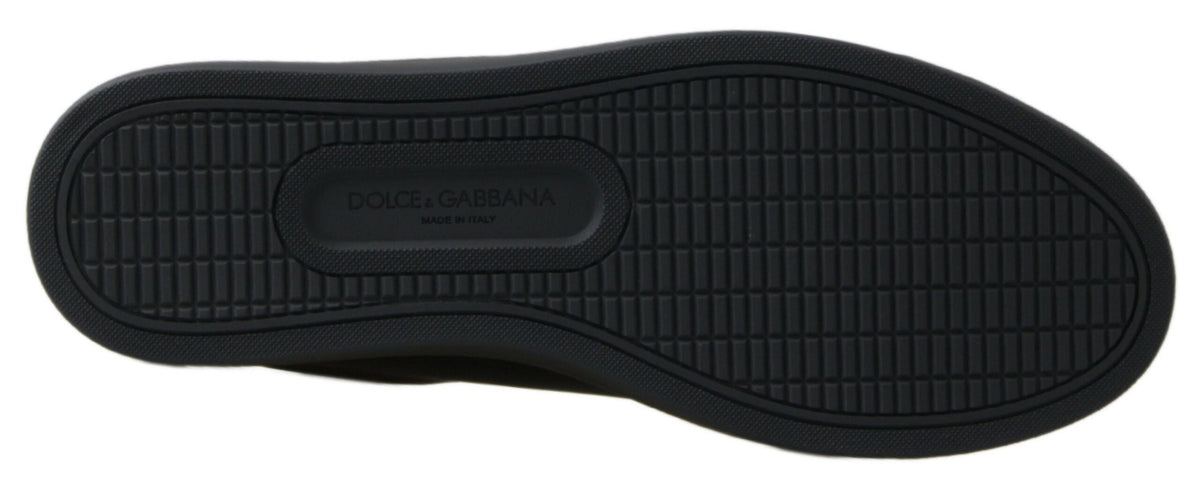 Dolce & Gabbana Black Gold Leather Classic Sneakers - Luxury Redefined