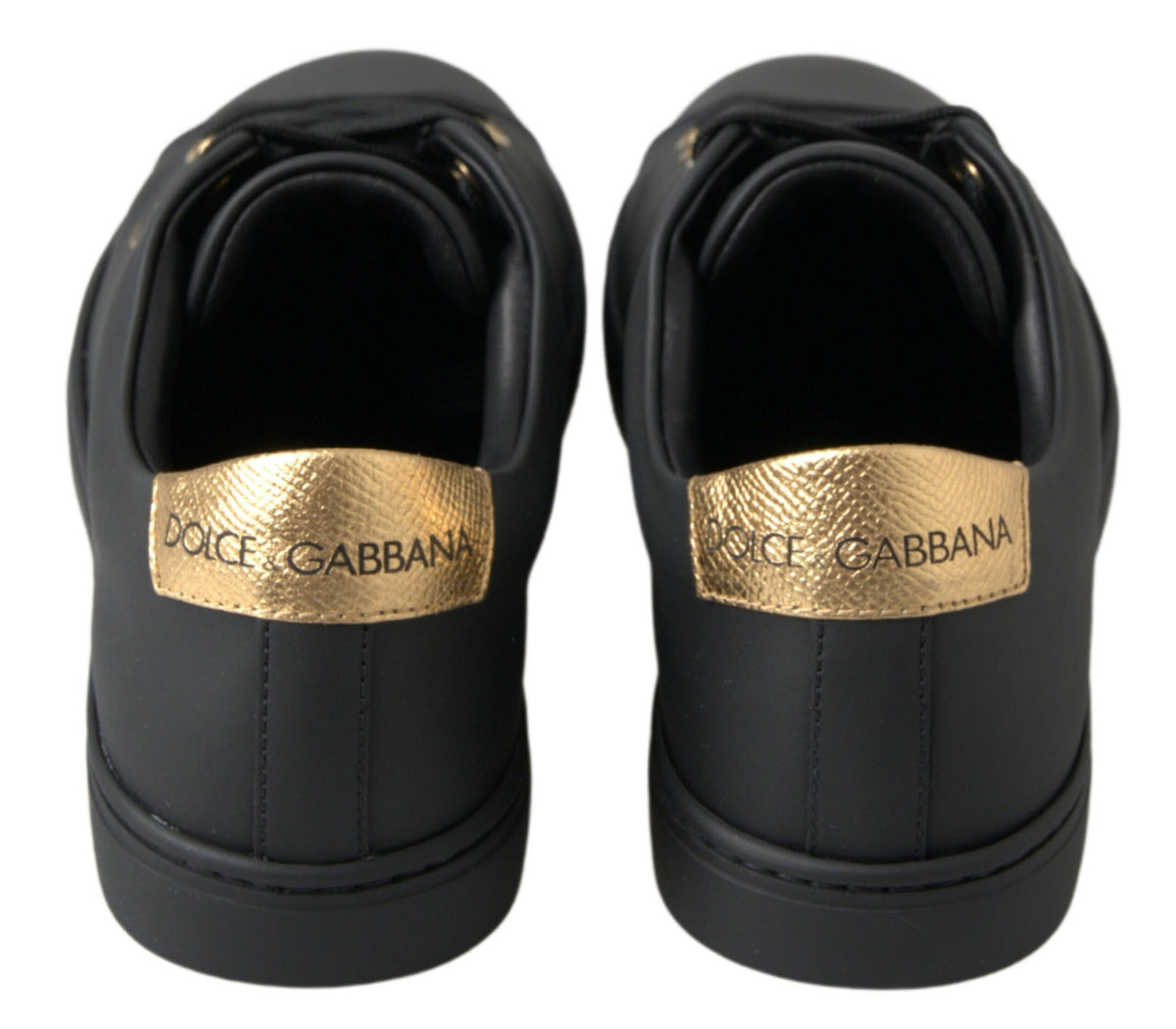 Dolce & Gabbana Black Gold Leather Classic Sneakers - Luxury Redefined