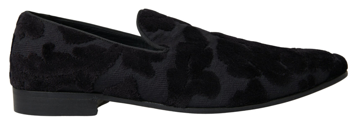 Step into refined elegance with Dolce & Gabbana Black Brocade Loafers, where exquisite craftsmanship meets luxurious design, perfect for the discerning connoisseur.