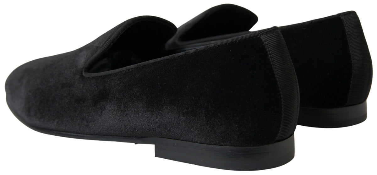 Experience the allure of Dolce & Gabbana Black Velvet Loafers, where exquisite craftsmanship meets timeless elegance, perfect for those who command attention and embody sophistication.