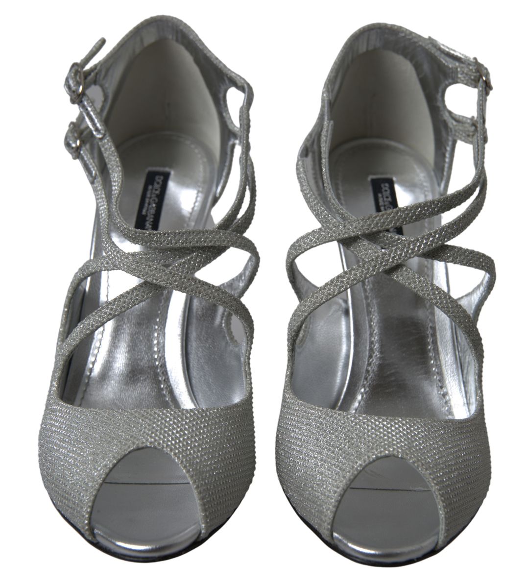 Step into unparalleled elegance with Dolce & Gabbana Silver Shimmers Sandals, crafted in Italy from luxurious materials, embodying timeless allure and sophistication.