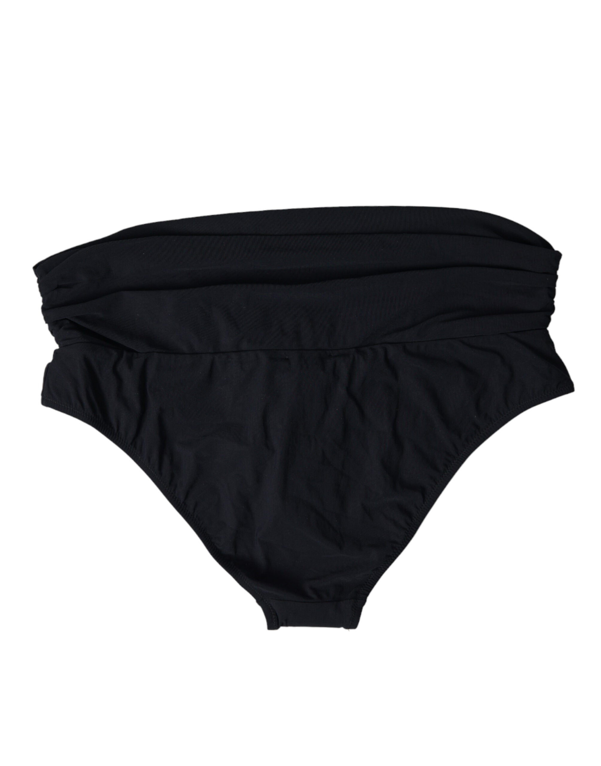 Indulge in the luxurious Dolce & Gabbana Black Nylon Stretch Swimwear Slip Bottom Bikini, a masterpiece of Italian craftsmanship designed for sophisticated sun-soaked moments.