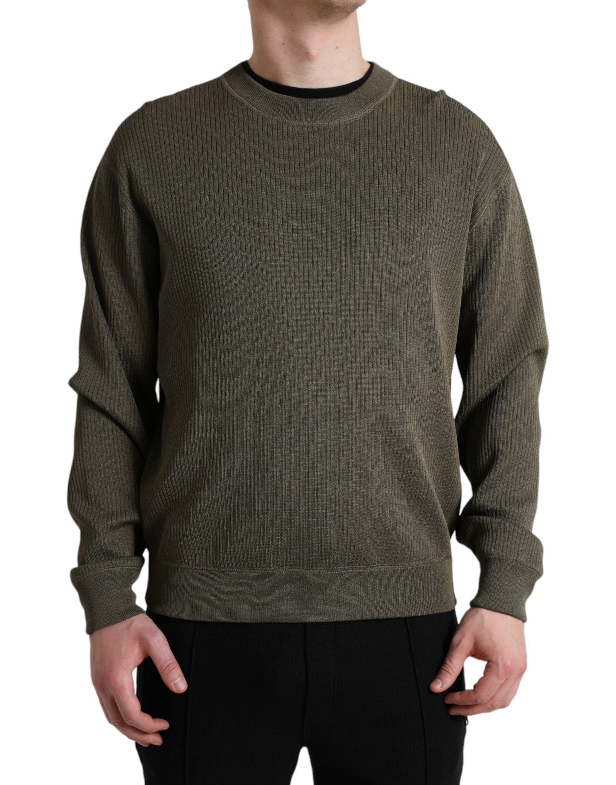 Elevate your wardrobe with the Dolce & Gabbana Green Viscose Crew Neck Pullover, a luxurious blend of Italian craftsmanship and timeless elegance, perfect for any occasion.