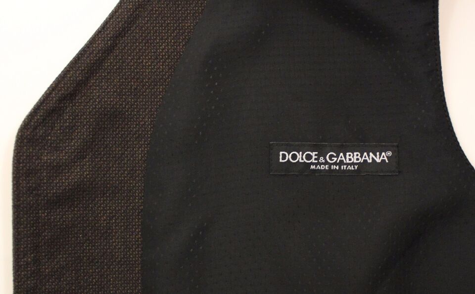 Elevate your style with the Dolce & Gabbana Brown Cotton Blend Dress Vest Gilet, a masterpiece of Italian craftsmanship that embodies luxury and sophistication.