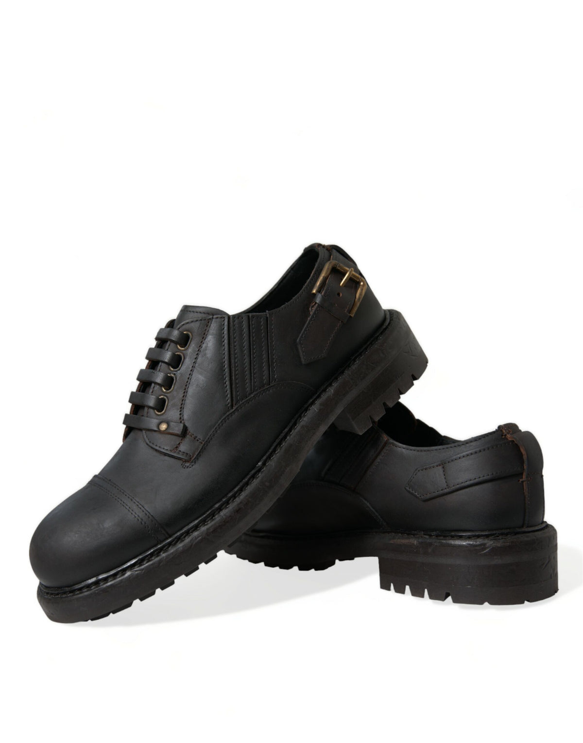 Indulge in the exquisite Dolce & Gabbana Brown Leather Lace Up Derby Men Dress Shoes, crafted from premium leather, embodying timeless luxury and sophistication for the discerning individual.