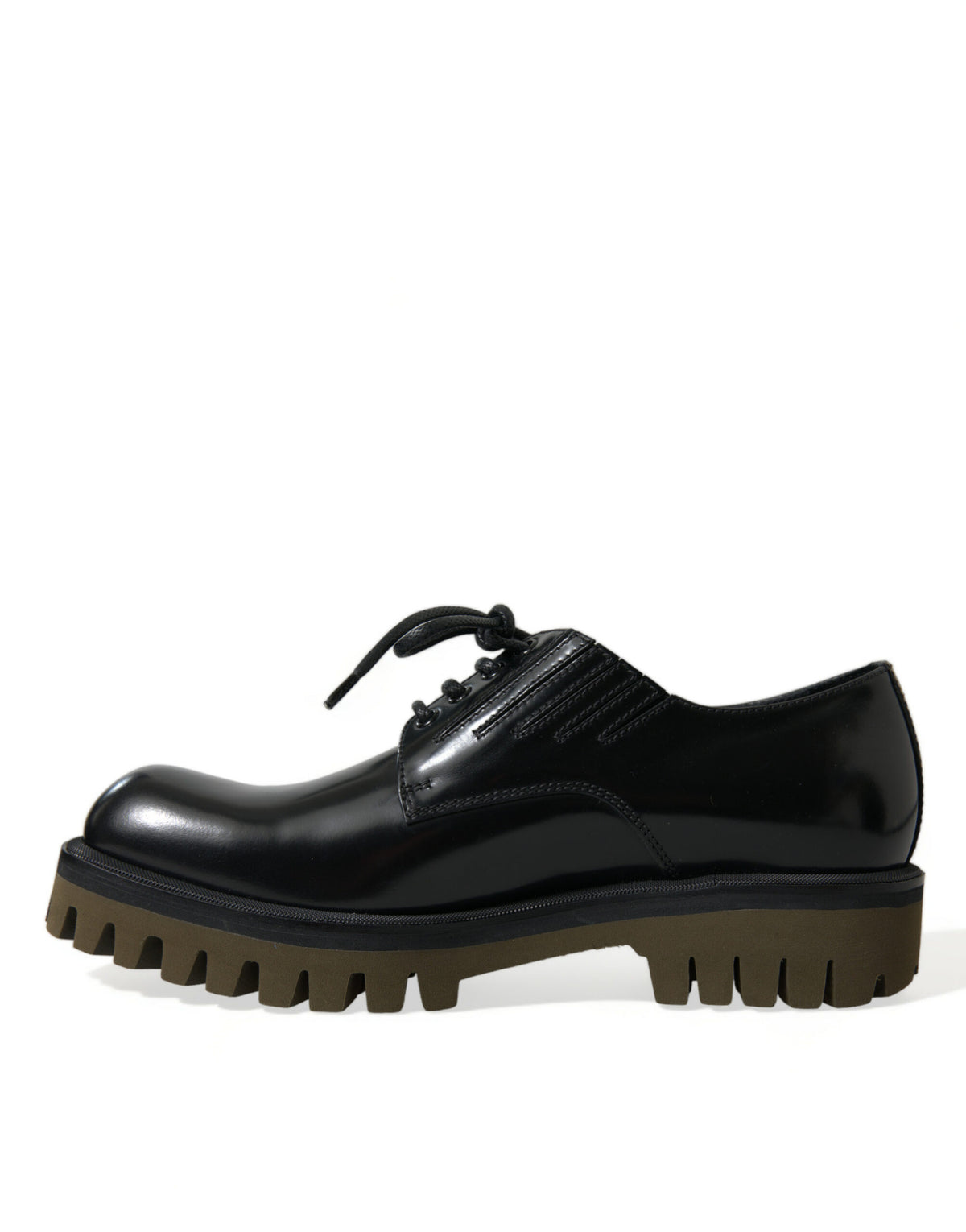 Experience the allure of Dolce & Gabbana's Black Leather Lace Up Derby Men Dress Shoes, where exquisite craftsmanship meets timeless elegance for the discerning individual.