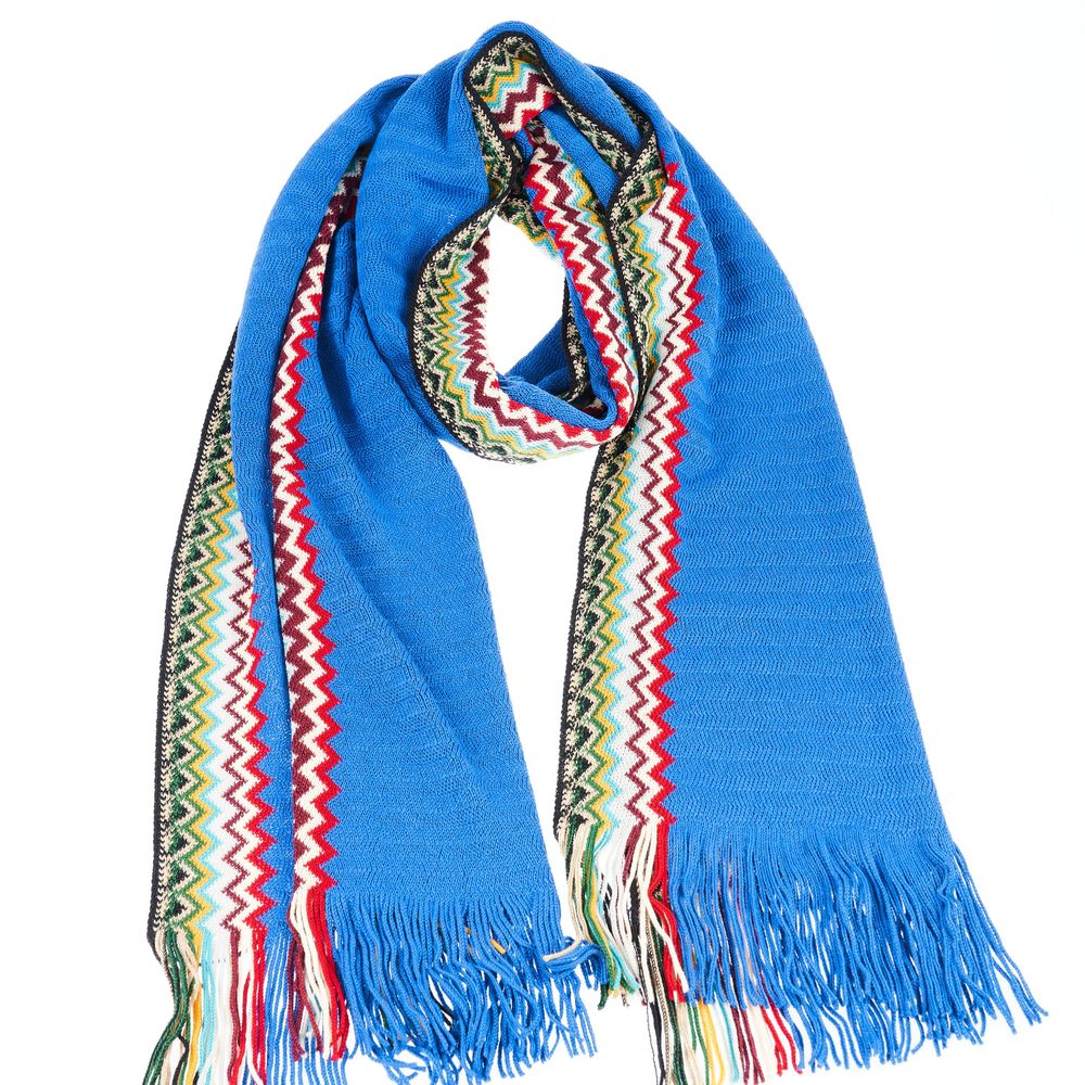 Missoni Blue Wool Men Scarf – Exquisite Italian Luxury Statement