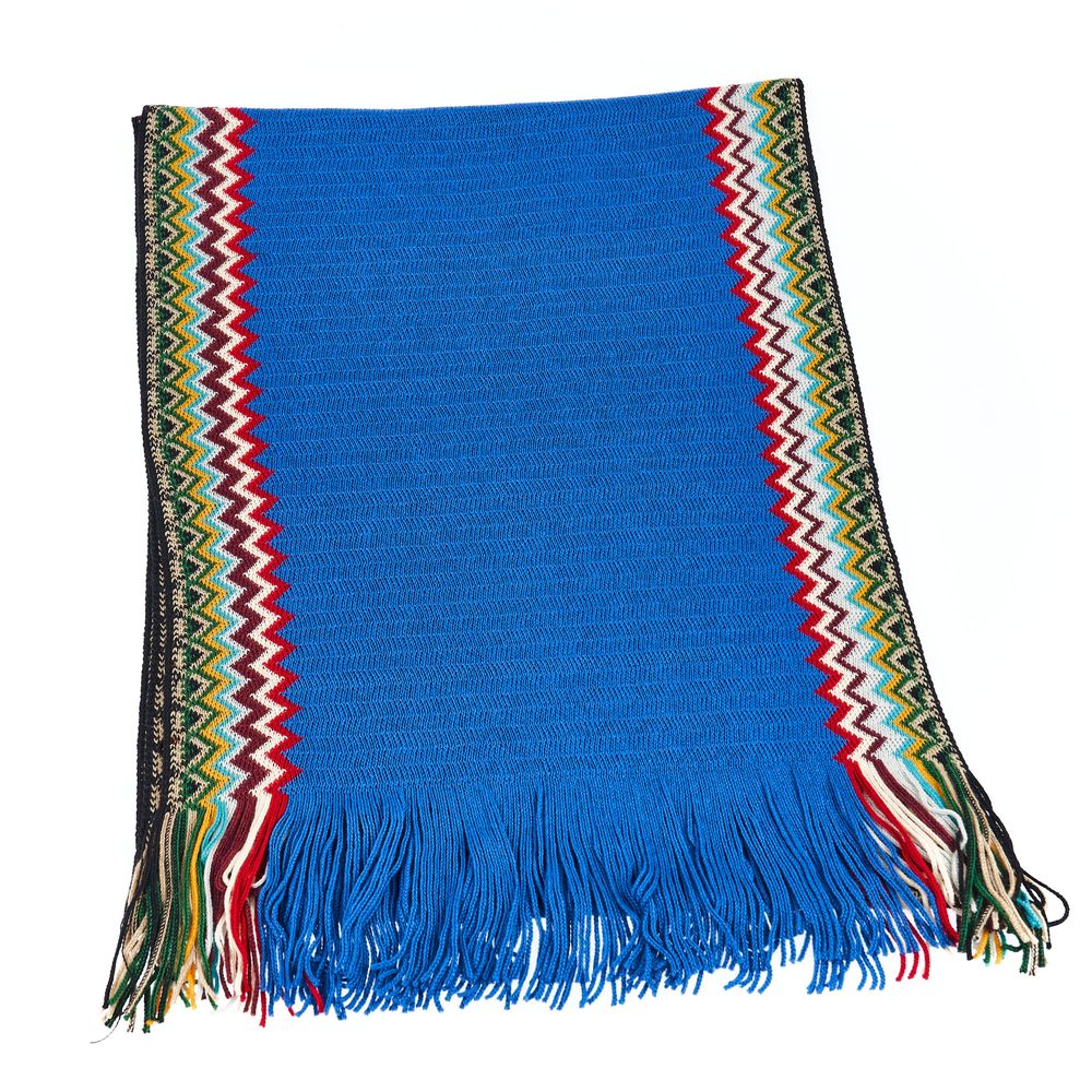 Missoni Blue Wool Men Scarf – Timeless Italian Luxury Statement