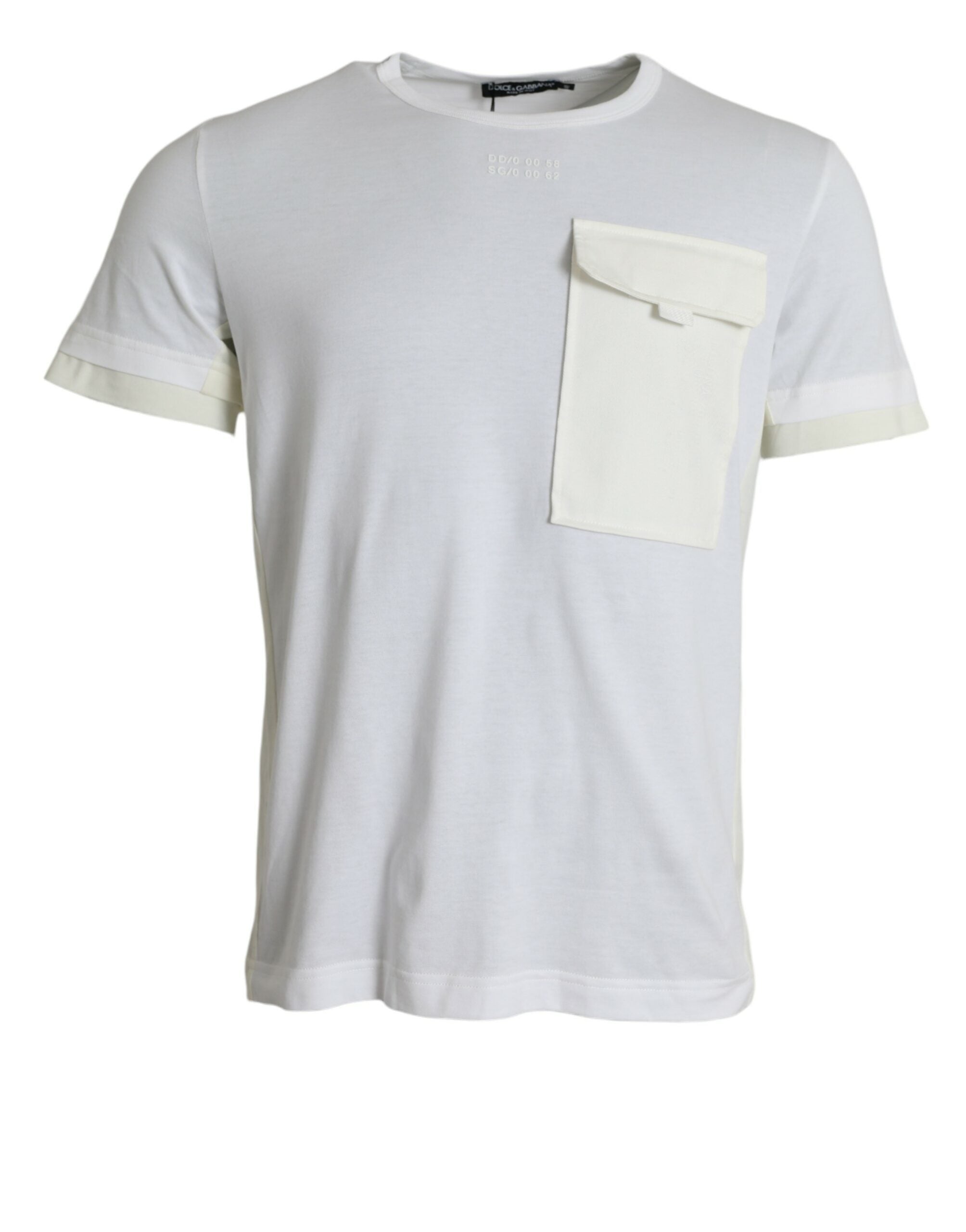 Discover the Dolce & Gabbana White Cotton Pocket Short Sleeves T-shirt, a testament to Italian craftsmanship and timeless elegance, perfect for any discerning wardrobe.
