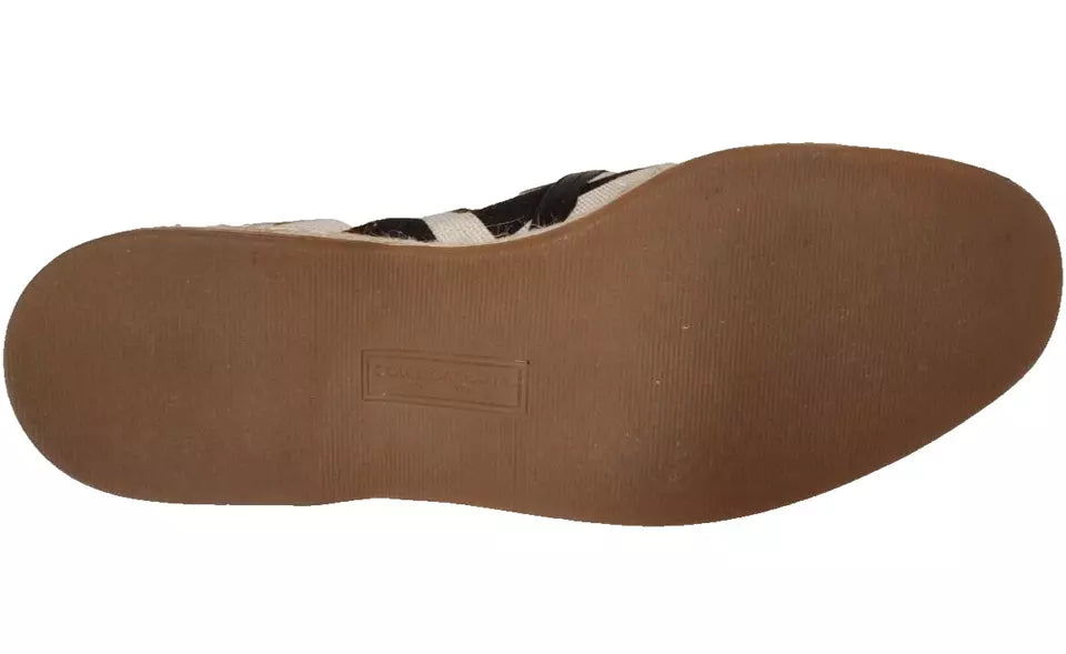 Dolce & Gabbana Elegant Striped Leather Espadrilles, Luxury Fashion