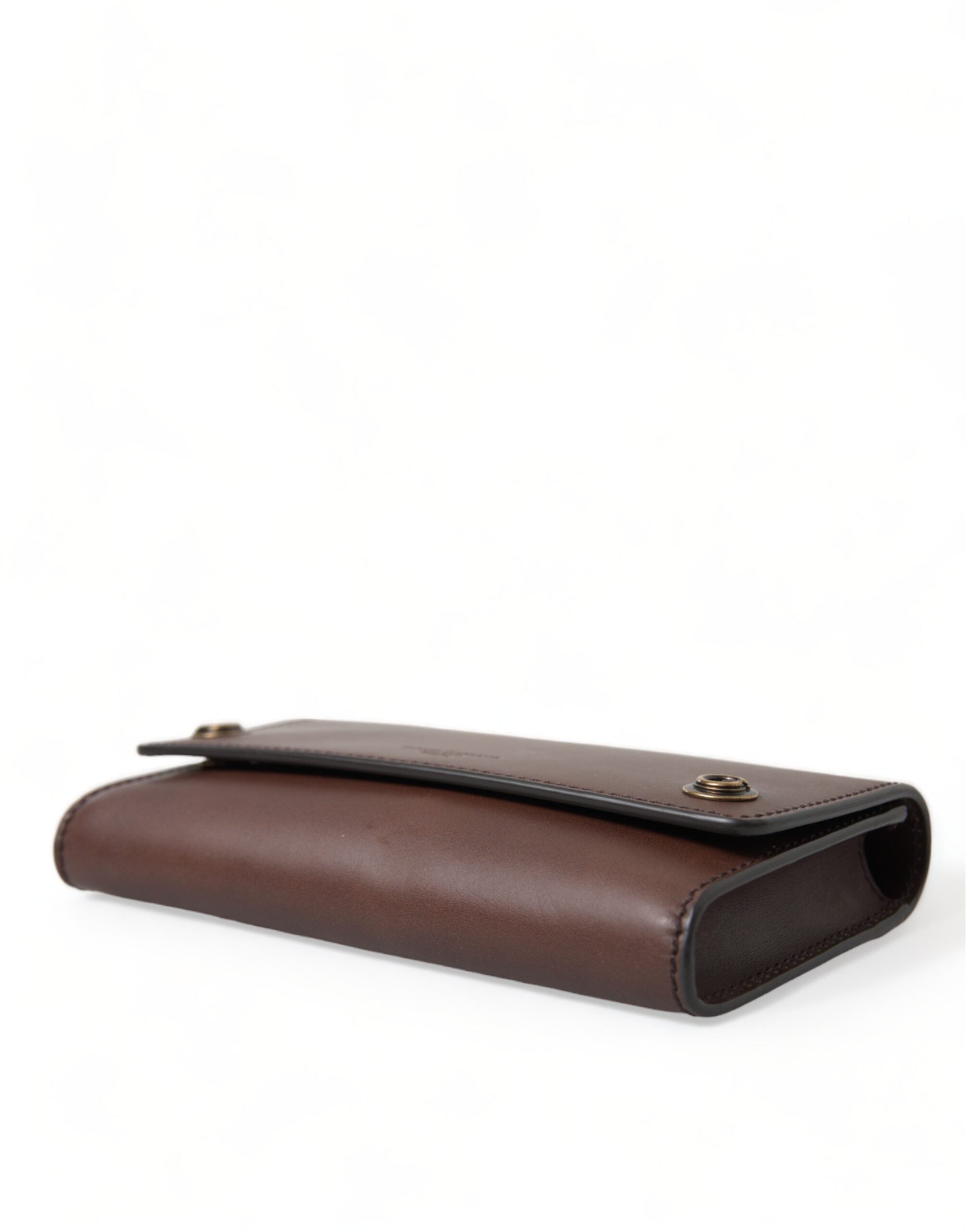 Dolce & Gabbana Brown Leather Logo Embossed Men Mini Shoulder Bag