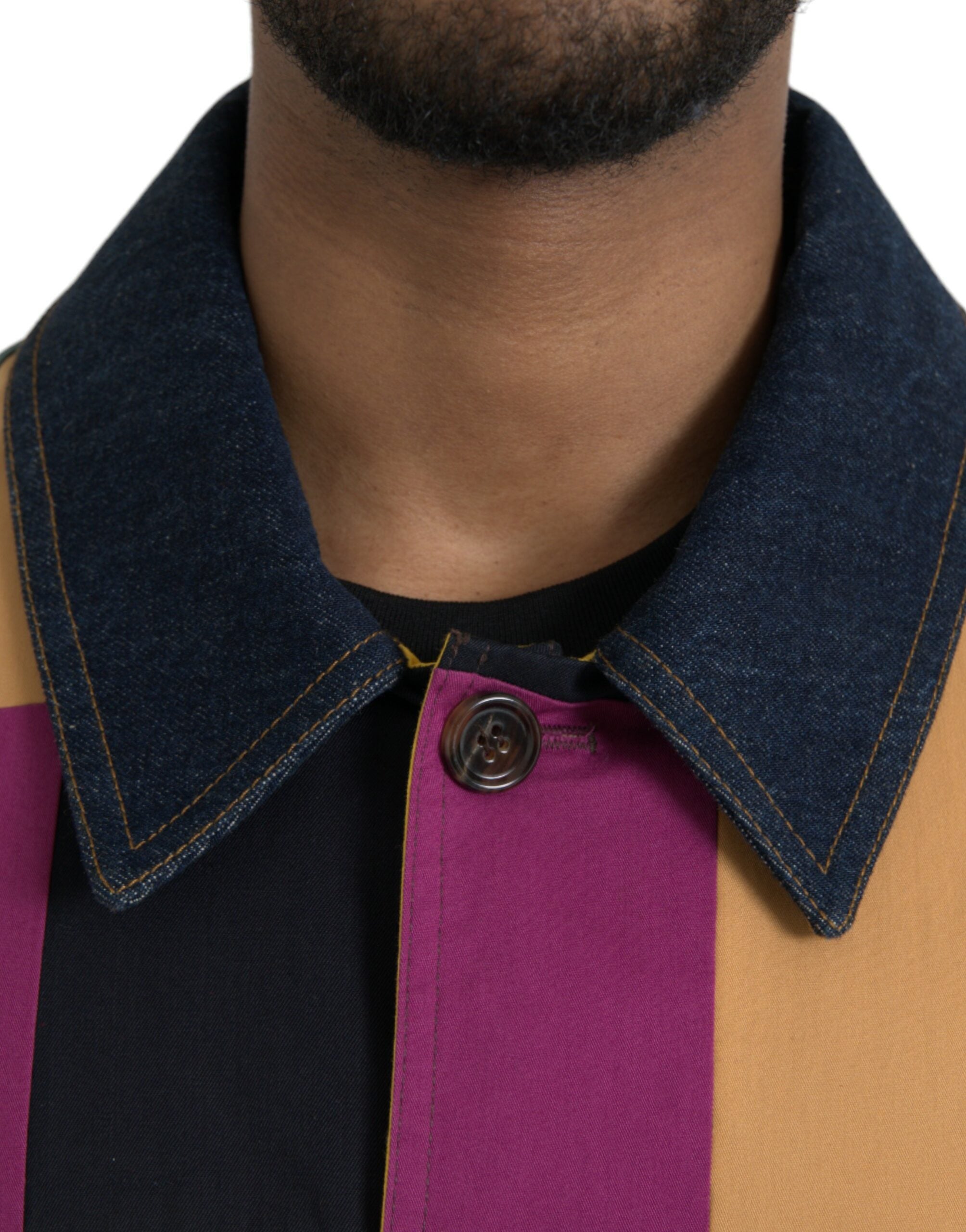 Elevate your wardrobe with the Dolce & Gabbana Multicolor Patchwork Cotton Collared Jacket, a masterpiece of Italian craftsmanship that embodies luxurious style and sophistication.