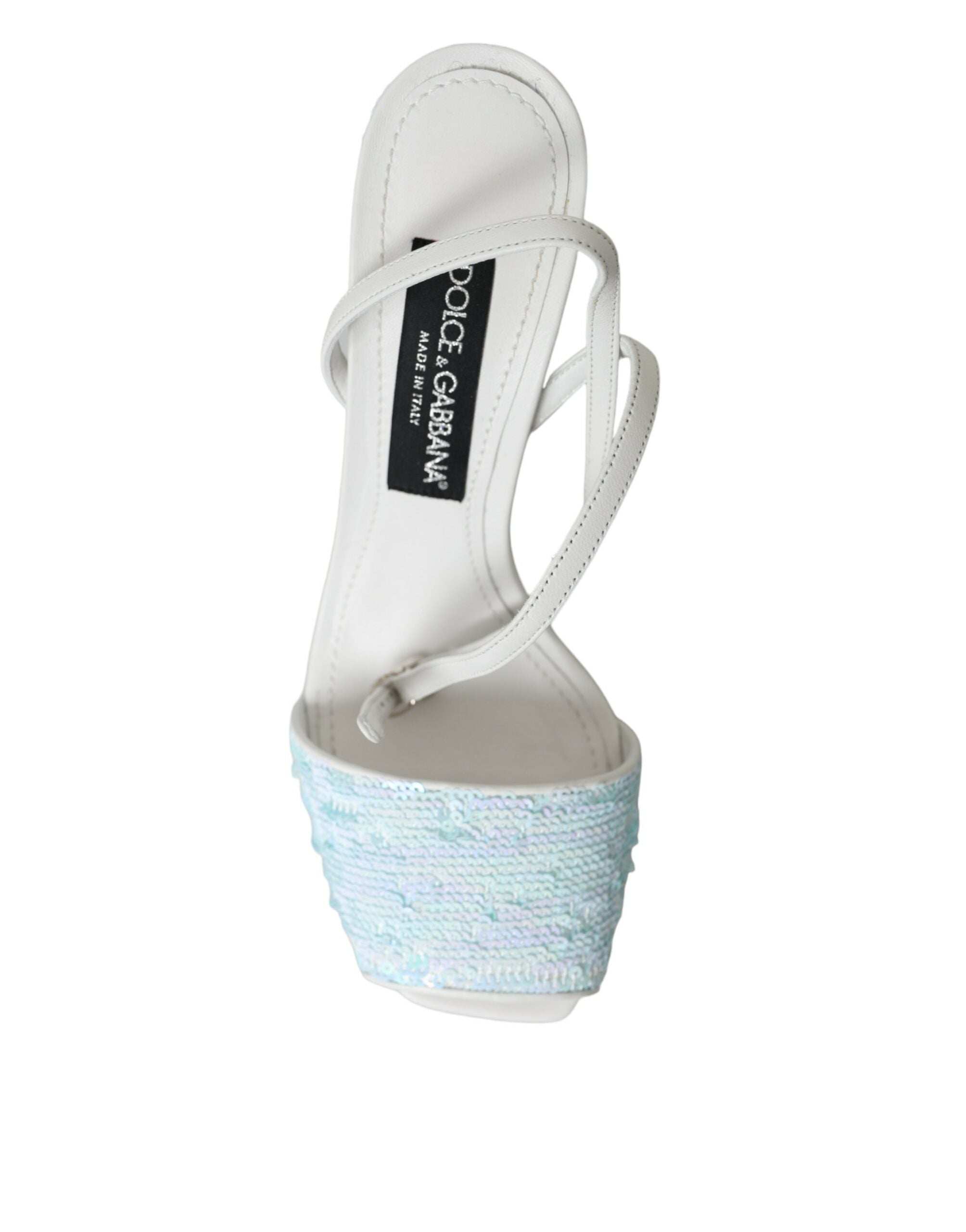 Dolce & Gabbana Light Blue Sequin Ankle Strap Sandals - Artisanal Luxury