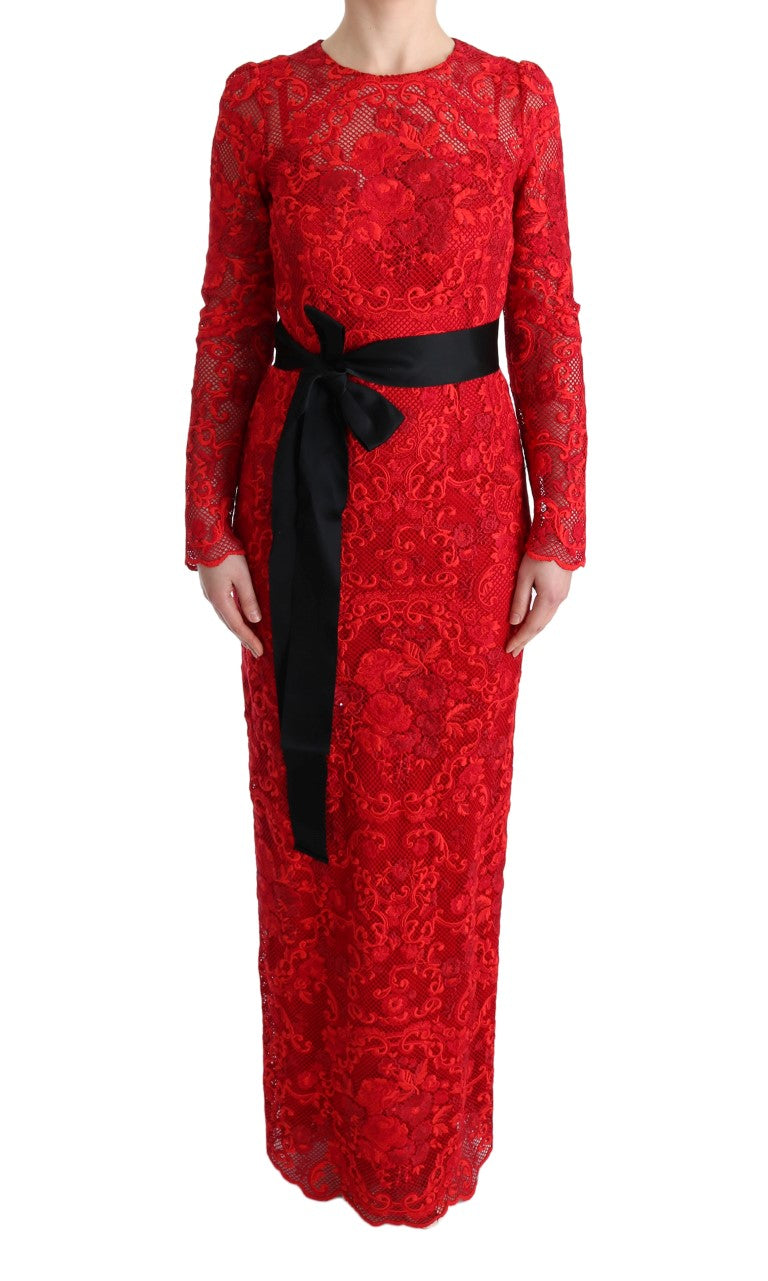 Dolce & Gabbana Red Floral Ricamo Sheath Dress - Timeless Luxury
