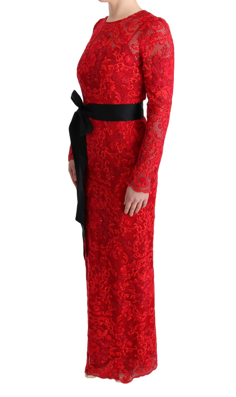 Dolce & Gabbana Red Floral Ricamo Sheath Dress - Timeless Luxury