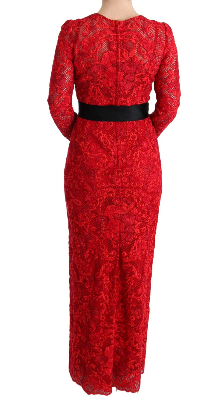 Dolce & Gabbana Red Floral Ricamo Sheath Dress - Timeless Luxury