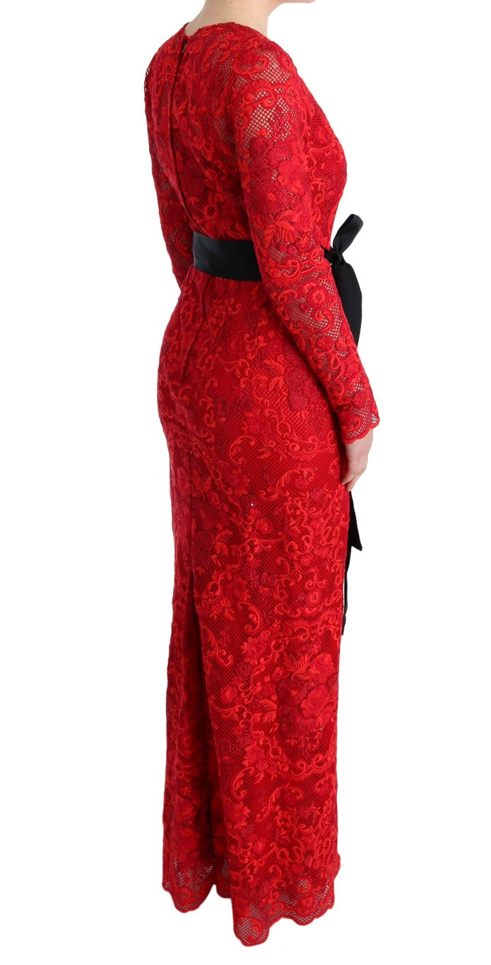 Dolce & Gabbana Red Floral Ricamo Sheath Dress - Timeless Luxury