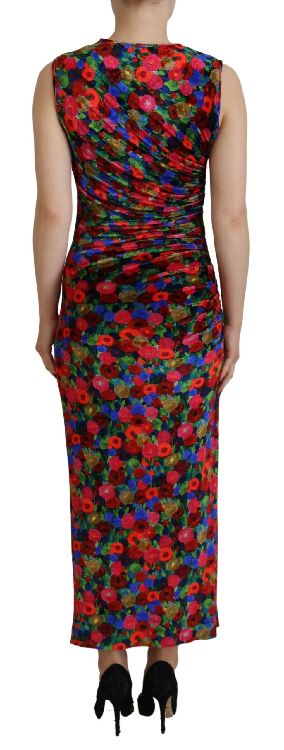 Indulge in the exquisite Dsquared² Multicolor Floral Bodycon Ruched Maxi Dress, where luxurious viscose and nylon embrace your silhouette, celebrating timeless elegance and individuality.