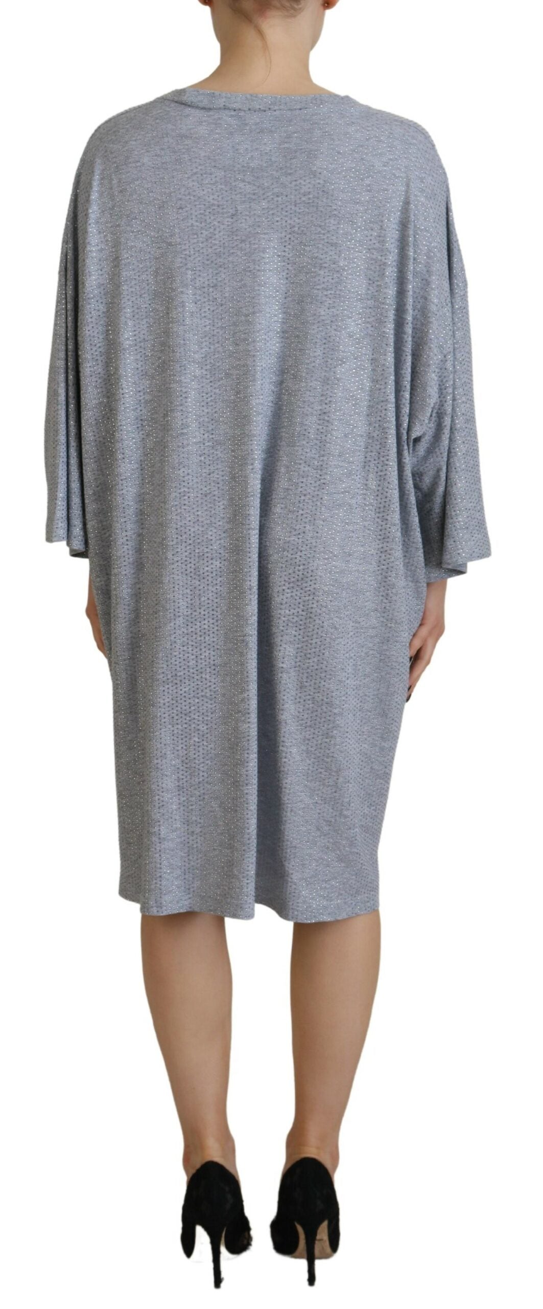 Elevate your wardrobe with the Dsquared² Gray Crystal Embellished Cotton Long Sleeves Dress, a masterpiece of exquisite craftsmanship and luxurious allure, perfect for any occasion.