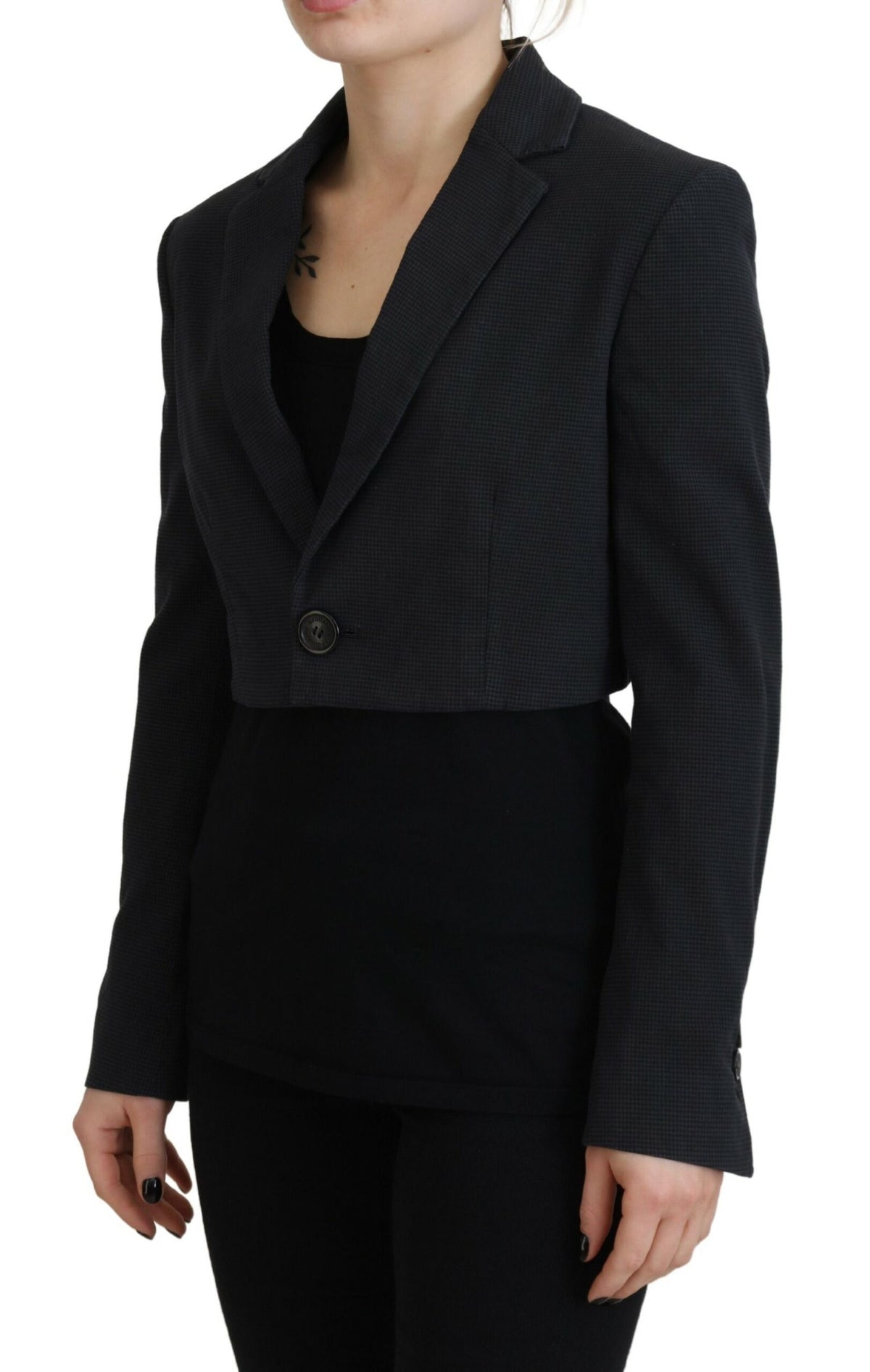 Experience the timeless elegance of the DSQUARED2 Black Cotton Cropped Button Blazer Jacket, crafted in Italy for those who embody sophistication and refined luxury.