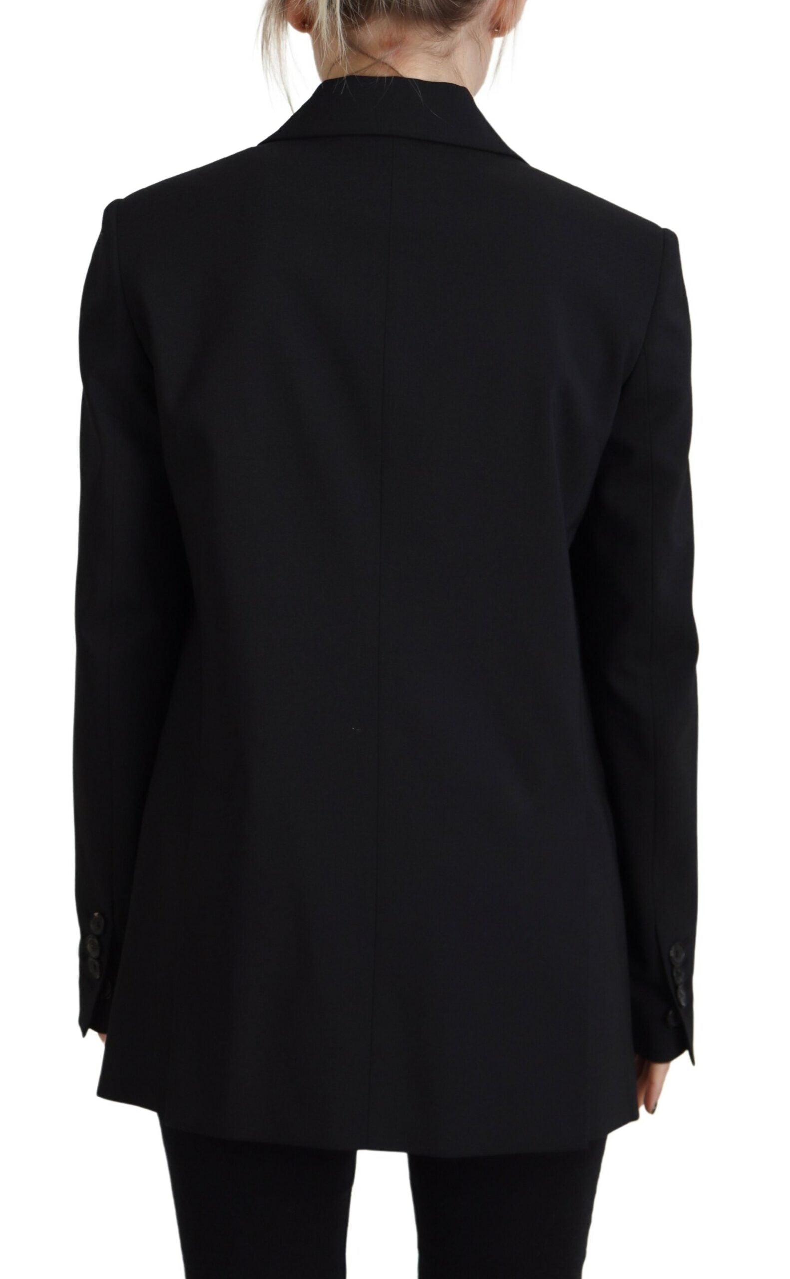 Elevate your wardrobe with the Dsquared² Black Flower Single Breasted Coat Blazer, a masterpiece of Italian craftsmanship, blending luxurious fabrics for timeless elegance.