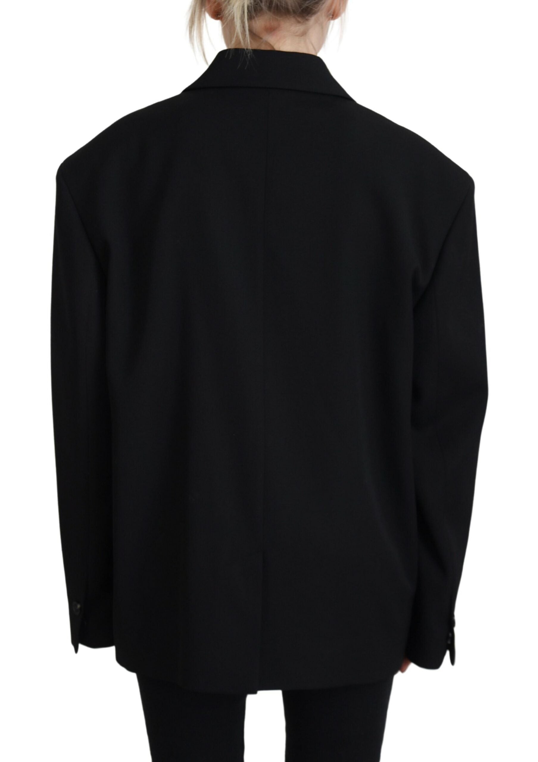 Discover the Dsquared² Black Double Breasted Coat Blazer Jacket, a luxurious 100% virgin wool masterpiece that embodies sophistication and timeless elegance, perfect for any occasion.