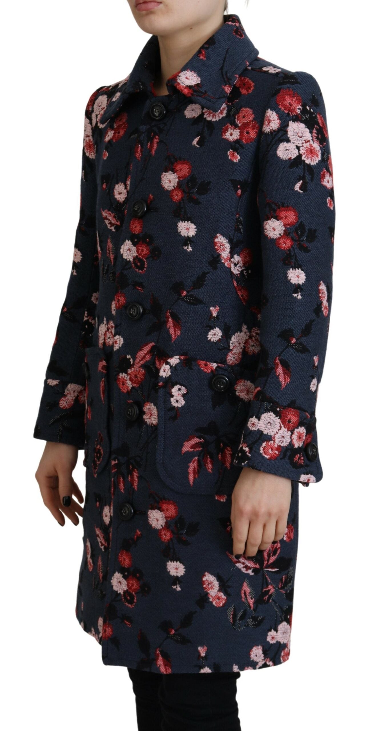 Elevate your wardrobe with the Dsquared² Multicolor Printed Women Long Coat Blazer Jacket, a masterpiece of Italian craftsmanship blending cotton and polyester for timeless sophistication.