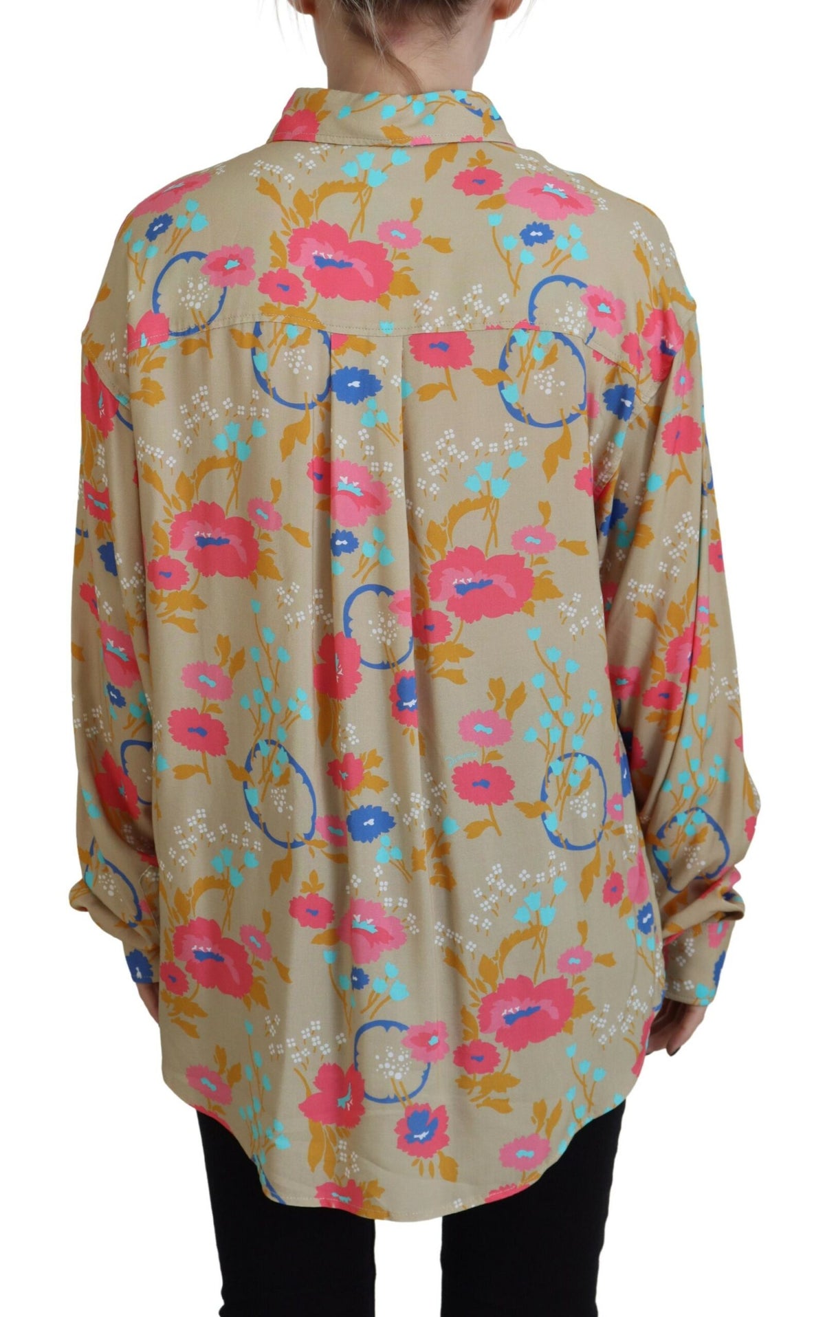 Indulge in the exquisite allure of the Dsquared² Beige Floral Collared Button Down Shirt, crafted from luxurious 100% Viscose, embodying Italian artistry and timeless elegance.
