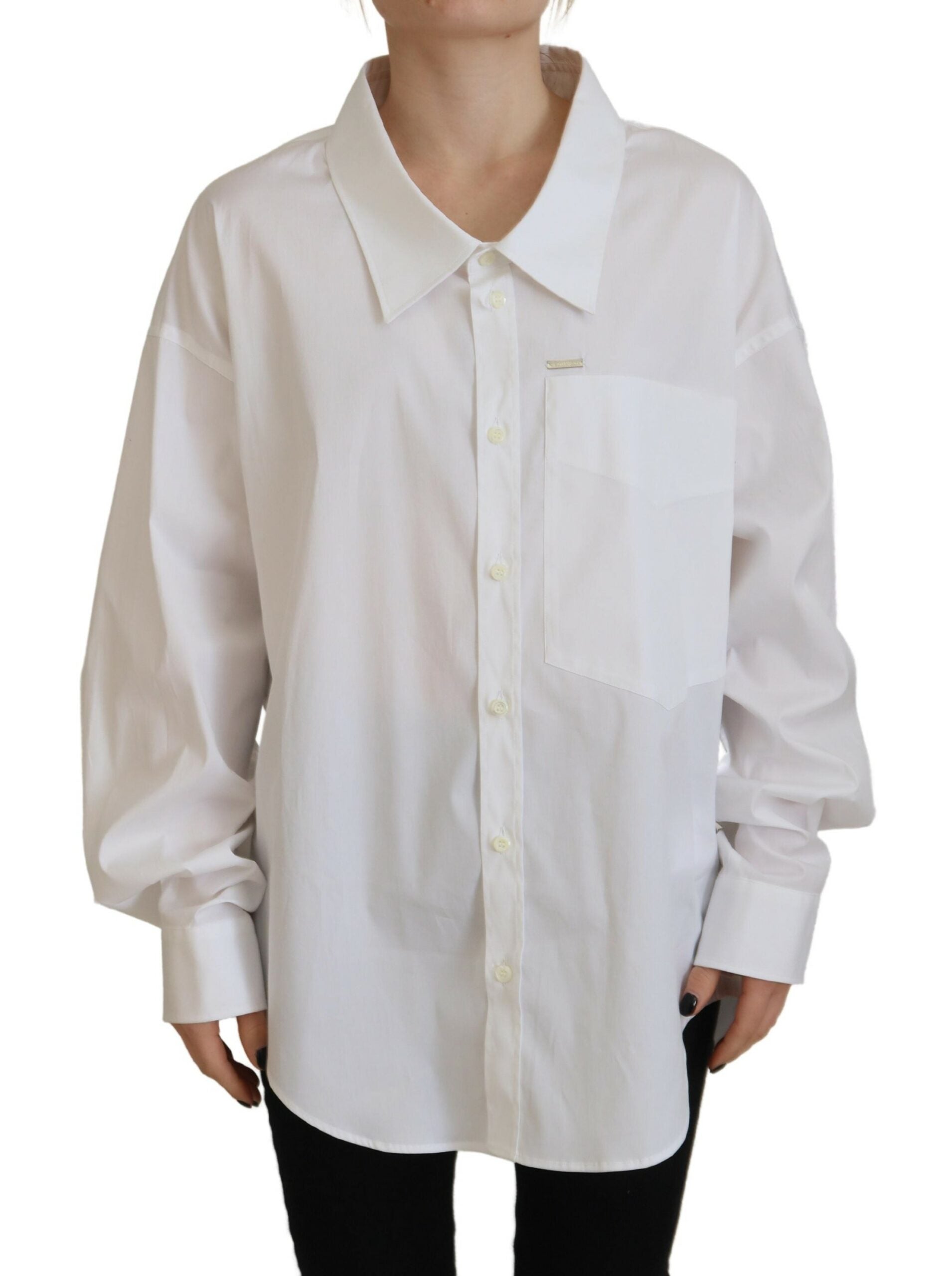 Indulge in the exquisite craftsmanship of the Dsquared² White Cotton Button Down Dress Shirt, a timeless staple that embodies luxury and sophistication for every occasion.