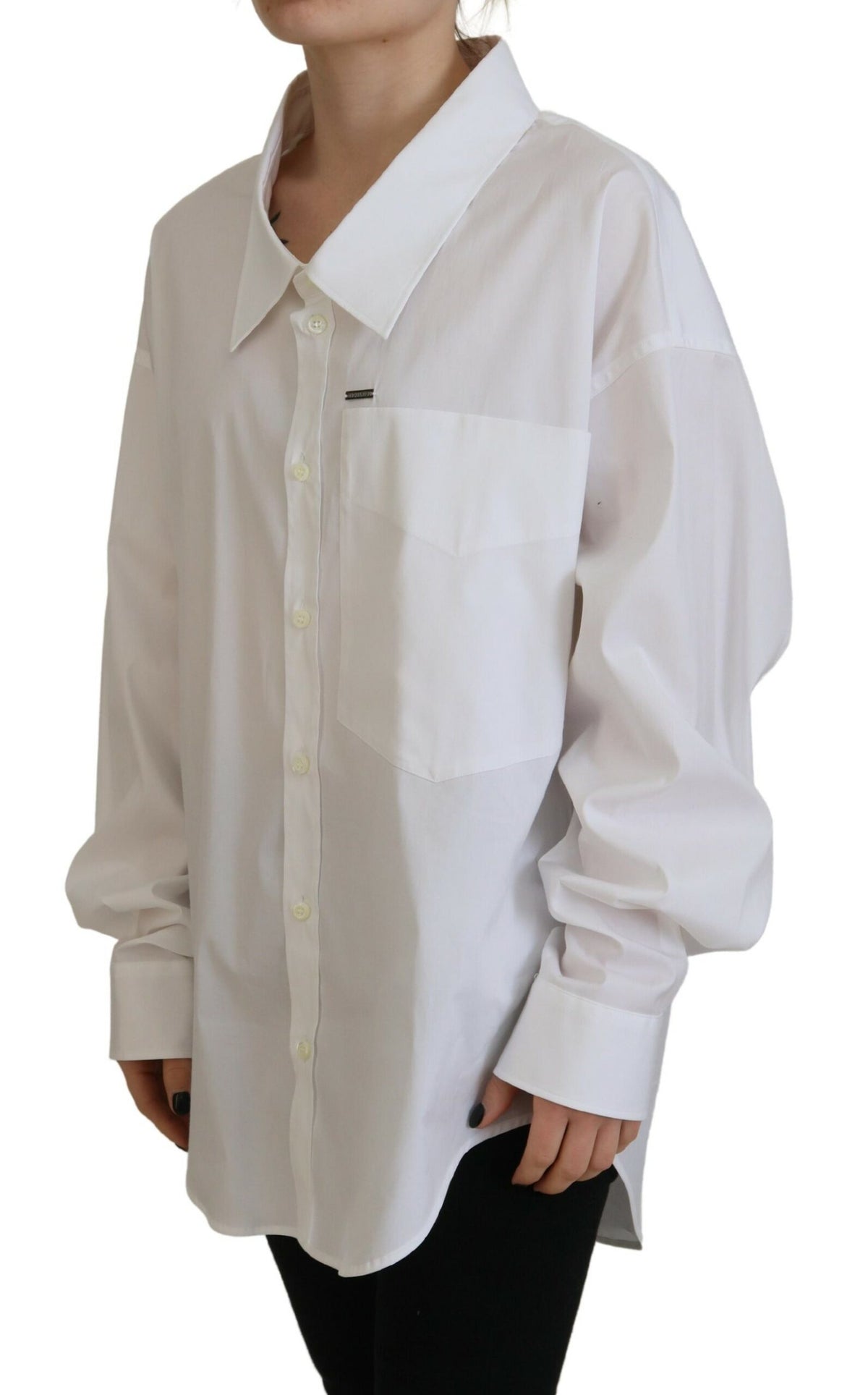 Elevate your wardrobe with the Dsquared² White Cotton Button Down Dress Shirt, a luxurious blend of exquisite craftsmanship and timeless elegance, perfect for any occasion.