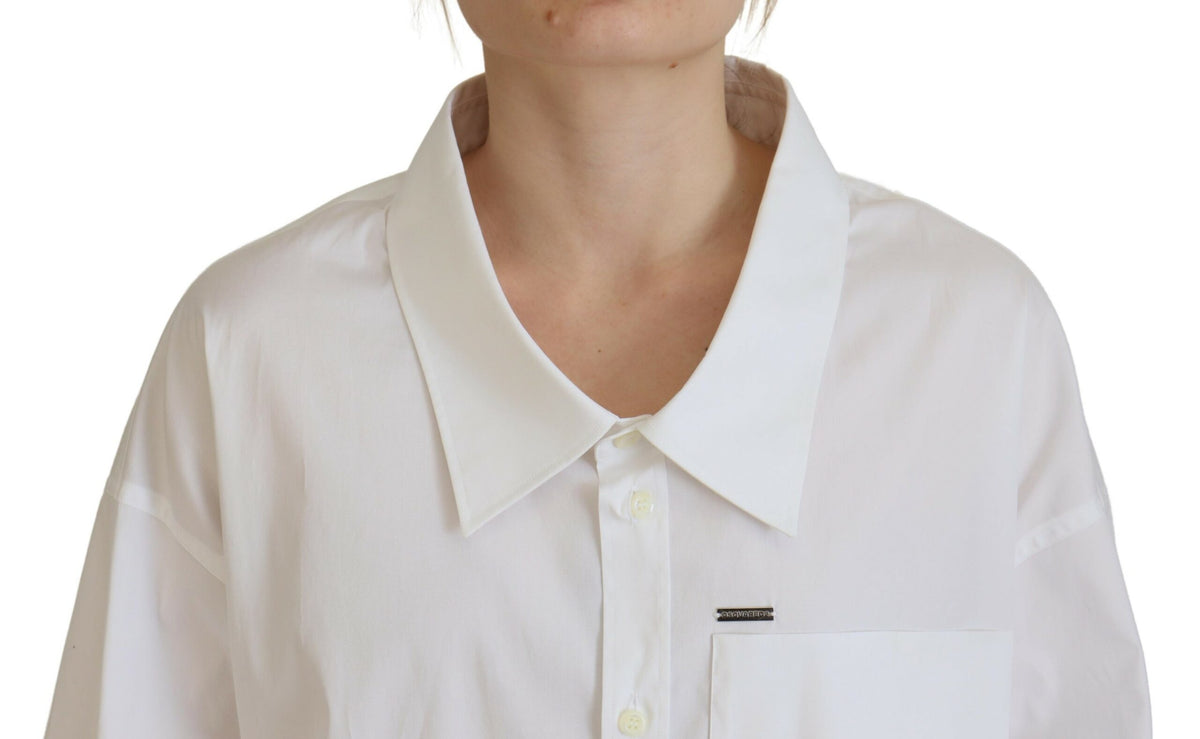 Elevate your wardrobe with the Dsquared² White Cotton Button Down Dress Shirt, a luxurious blend of exquisite craftsmanship and timeless elegance, perfect for any occasion.