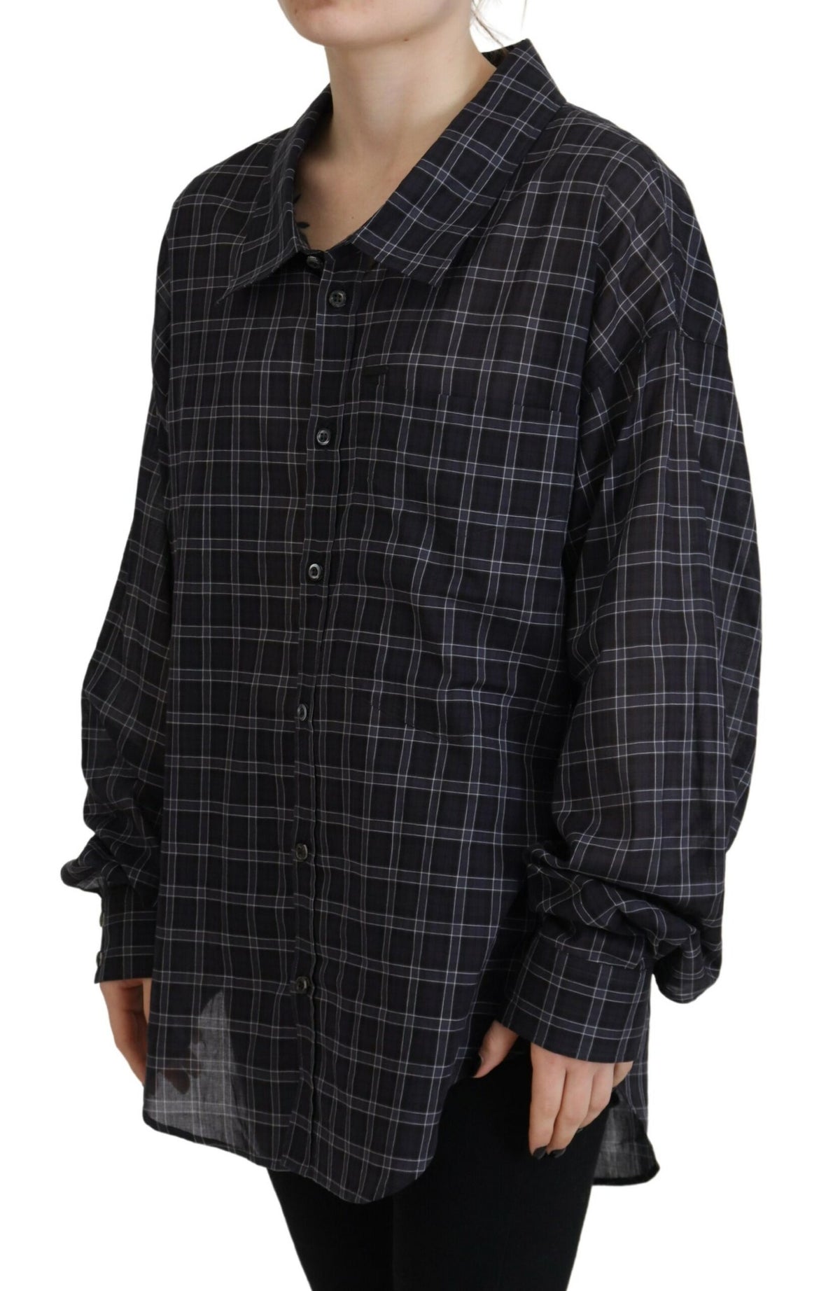 Elevate your wardrobe with the Dsquared² Black Checkered Collared Button Long Sleeves Shirt, a masterpiece of Italian craftsmanship that embodies timeless elegance and sophisticated allure.