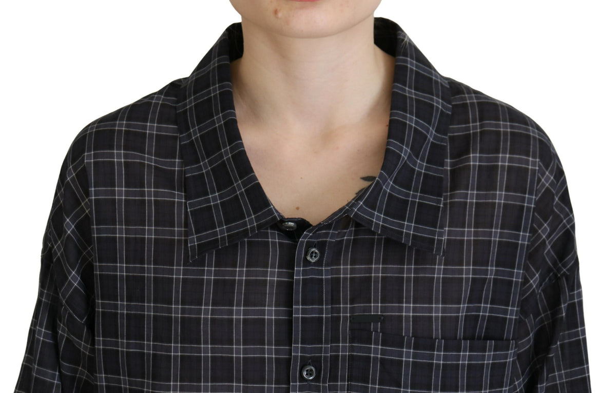 Elevate your wardrobe with the Dsquared² Black Checkered Collared Button Long Sleeves Shirt, a masterpiece of Italian craftsmanship in luxurious cotton, perfect for timeless elegance.